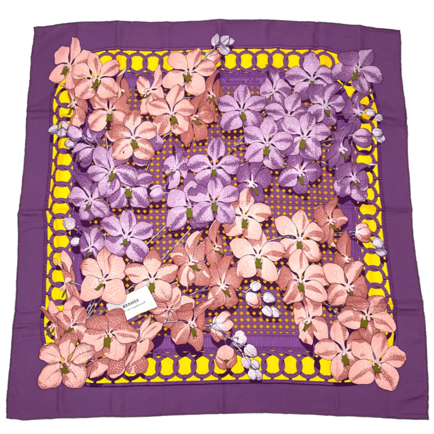 HERMES シルクスカーフ 花柄　Quai aux Fleurs HERMES - 美品 エルメス HERMES スカーフ カレ90 Quai aux