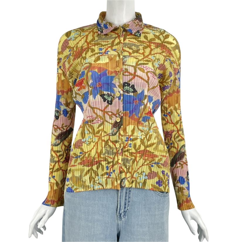 PLEATS PLEASE 牡丹　プリーツシャツ　日本画　和柄　1998 PLEATS PLEASE ISSEY MIYAKE - 希少 名作 1998 プリーツプリーズ