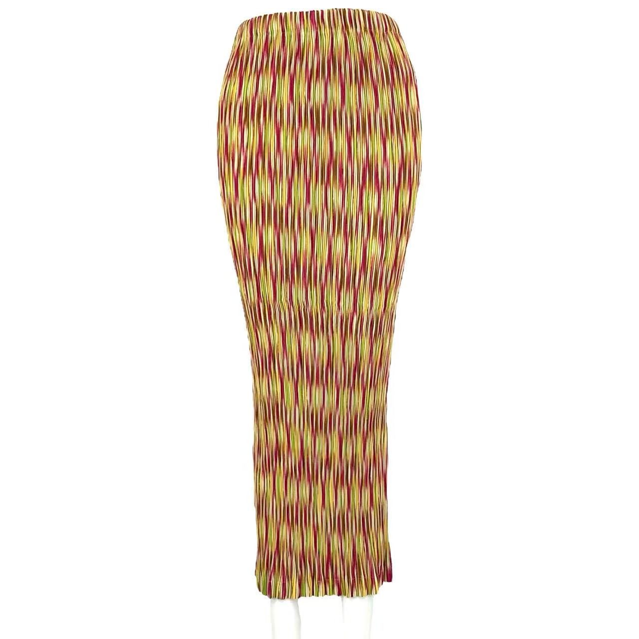 極美品 PLEATS PLEASE ISSEY MIYAKE 筋目プリーズ イッセイミヤケ ロングスコート ルチカラー
