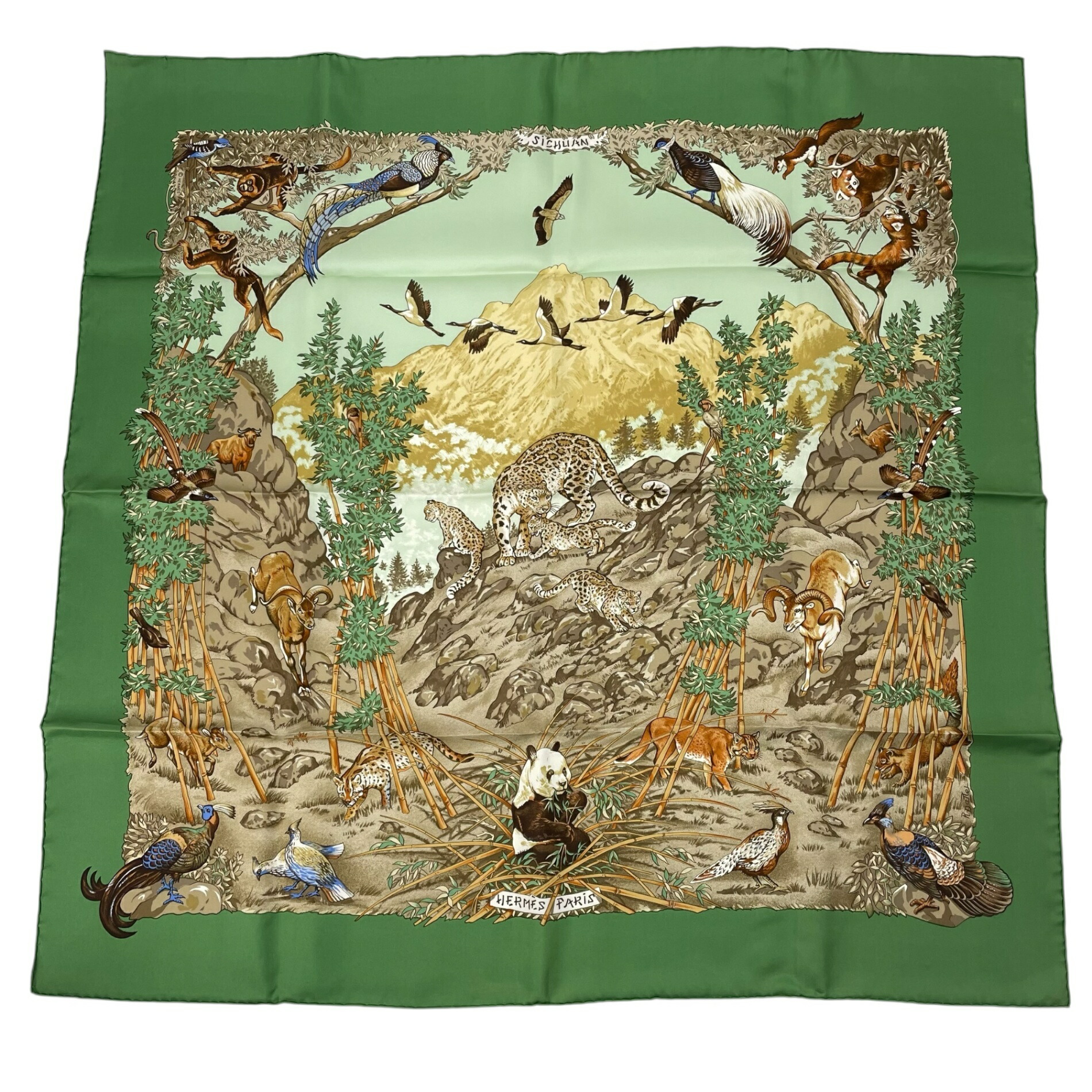 楽天市場】極美品 HERMES エルメス カレ90 SICHUAN 四川省 オレンジ x