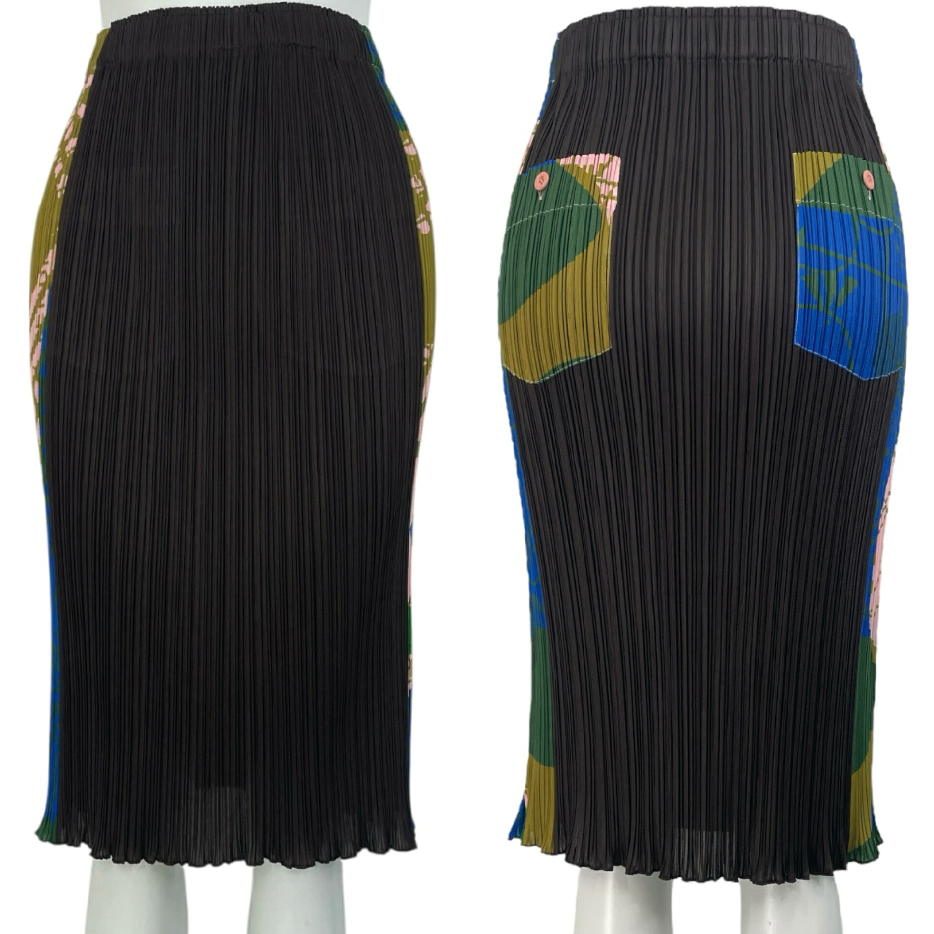 極美品 ISSEY MIYAKE イッセイミヤケ PLEATS PLEASE 筋目プリーズ スコート ロング 花柄 赤銅色