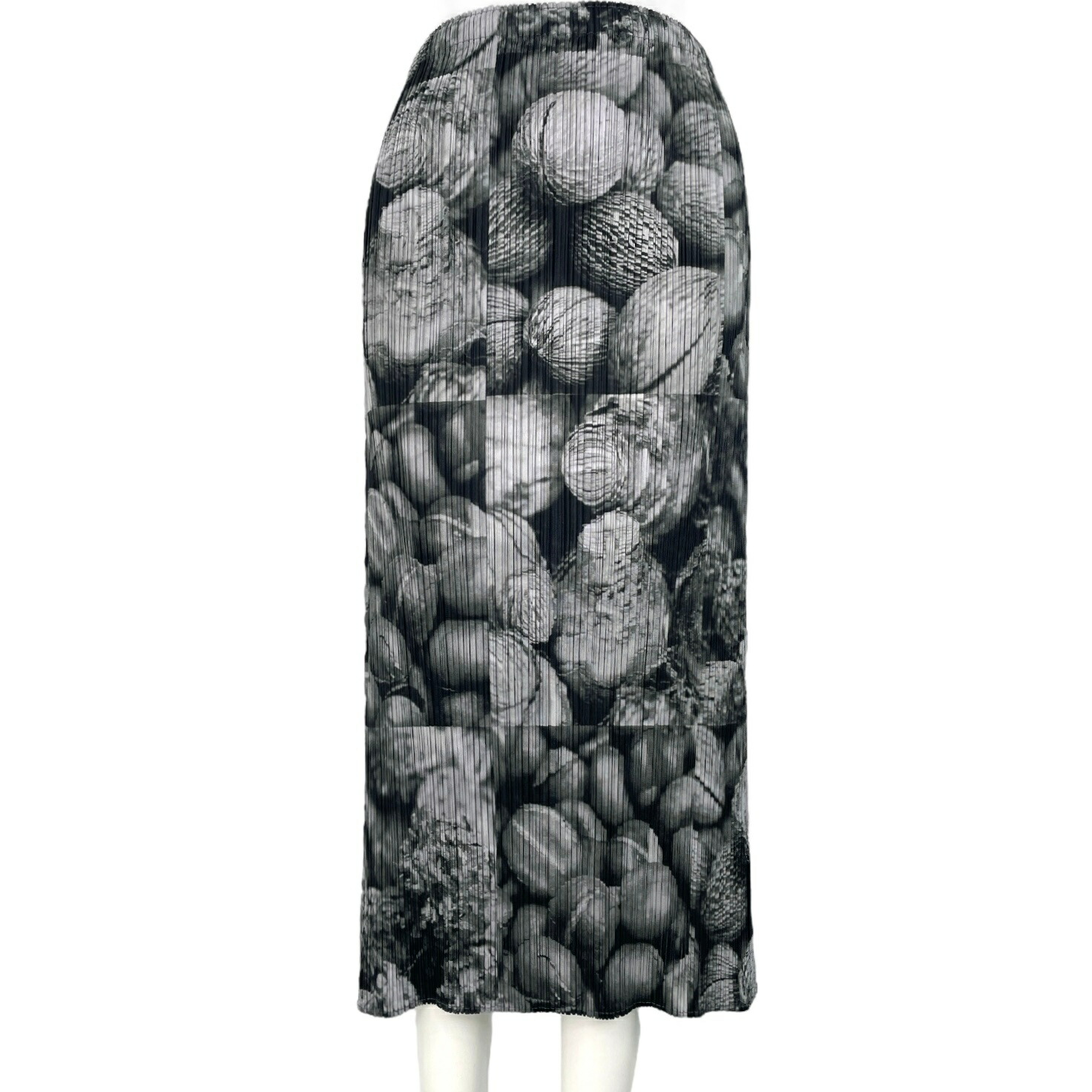 極美品 ISSEY MIYAKE イッセイミヤケ PLEATS PLEASE 筋目プリーズ スコート 木ノ実 書き換える 白いこと x 黒いこと
