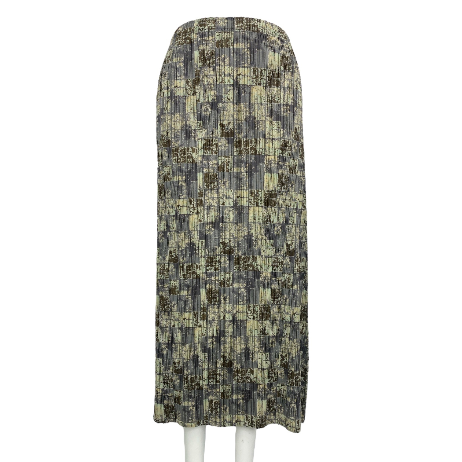 極美品 ISSEY MIYAKE イッセイミヤケ PLEATS PLEASE 筋目プリーズ スコート モザイック柄 マルチ色合い 大きさ3