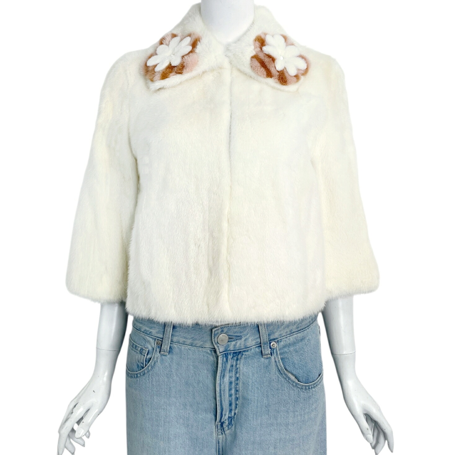 極美品 FENDI フェンディ 2017年 コート ミンク レザー ファー 花柄 ホワイト|Tokyo Vintage Brand