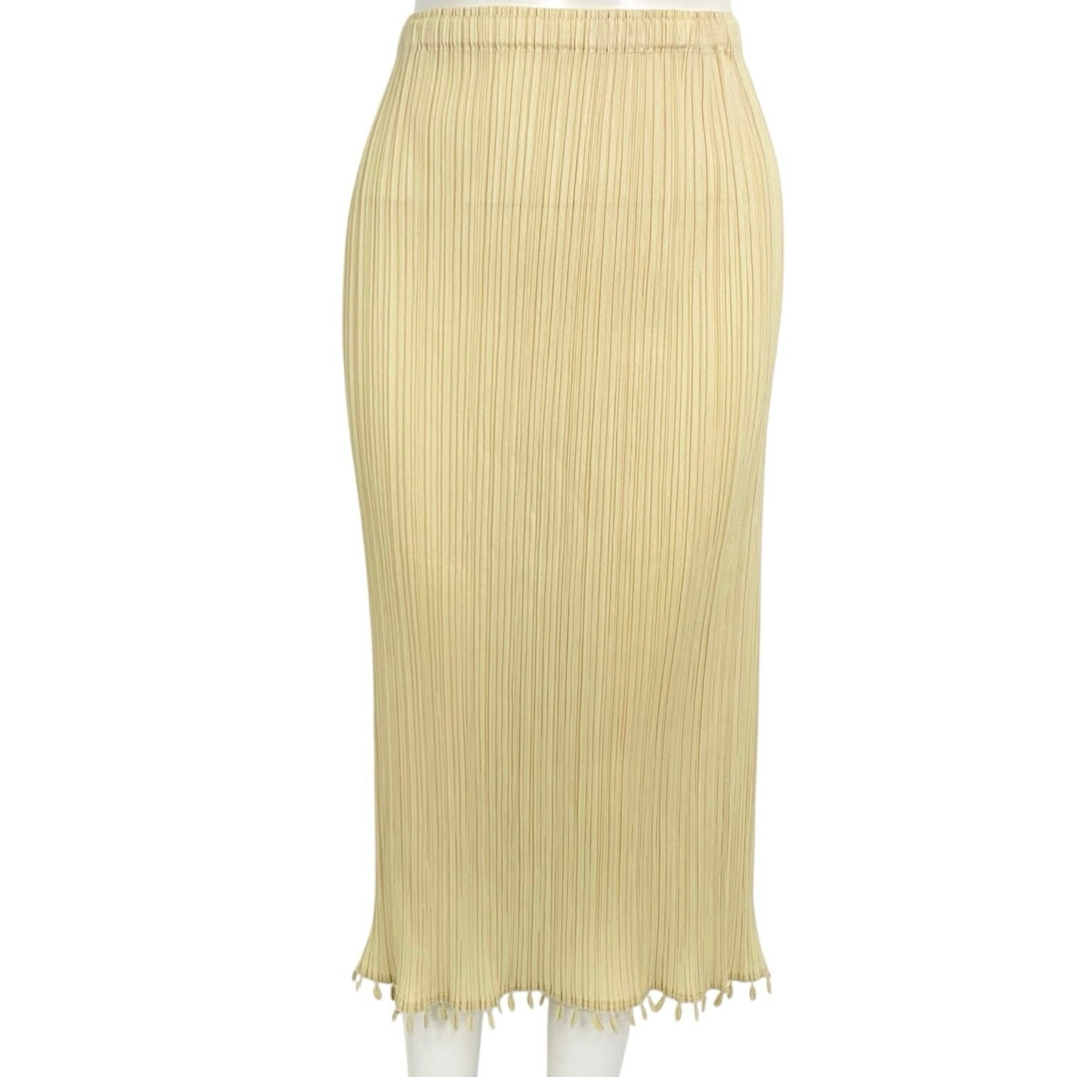 新品負けず劣らず ISSEY MIYAKE イッセイミヤケ PLEATS PLEASE 筋目プリーズ スコート フリンジ 黄色