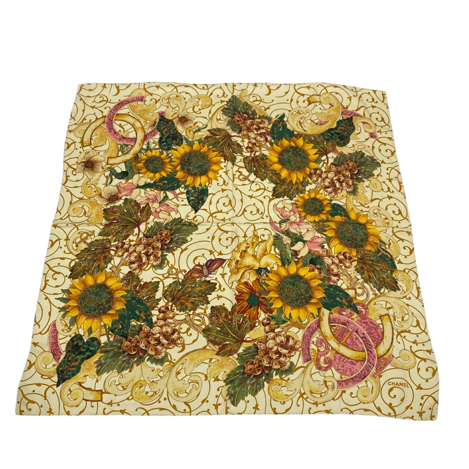 楽天市場】美品 CHANEL シャネル カメリア シルク スカーフ 大判