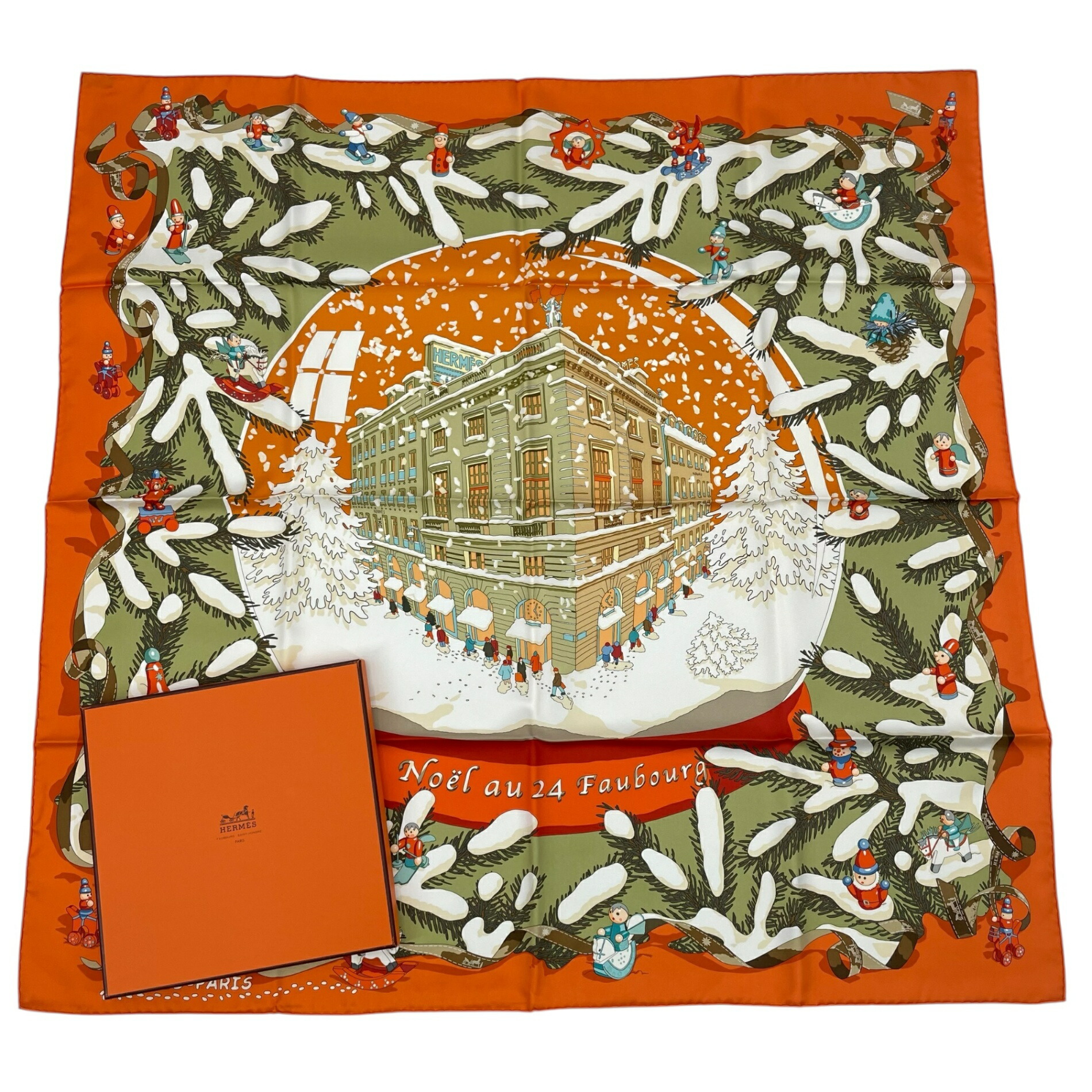 【希少】エルメス　カレ90 ルーブル24番地のクリスマス 楽天市場】レア 極美品 Hermes エルメス カレ90 Noel au 24 Faubourg