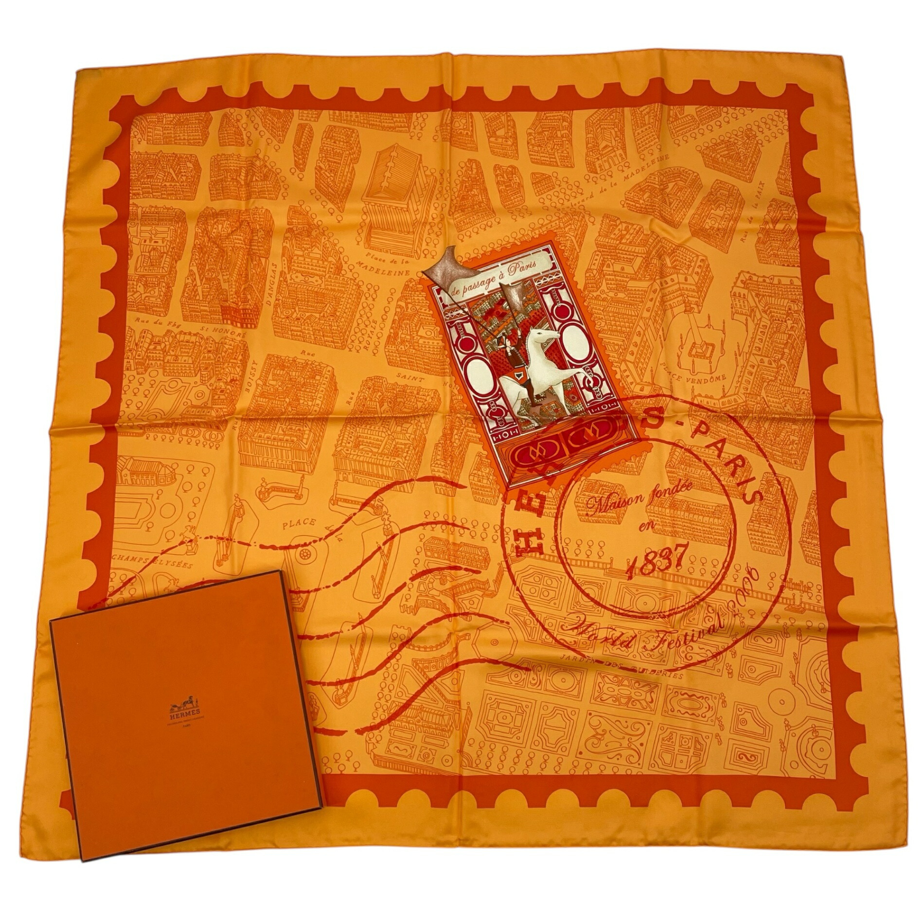 楽天市場】極美品 HERMES エルメス カレ90 MTGPSOA 帆船 スカーフ