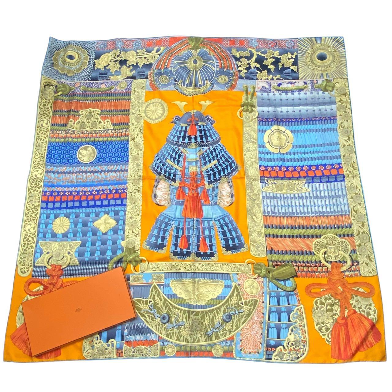 楽天市場】HERMES エルメス カレ90 侍の鎧兜 黒 (ブラック) ルージュ