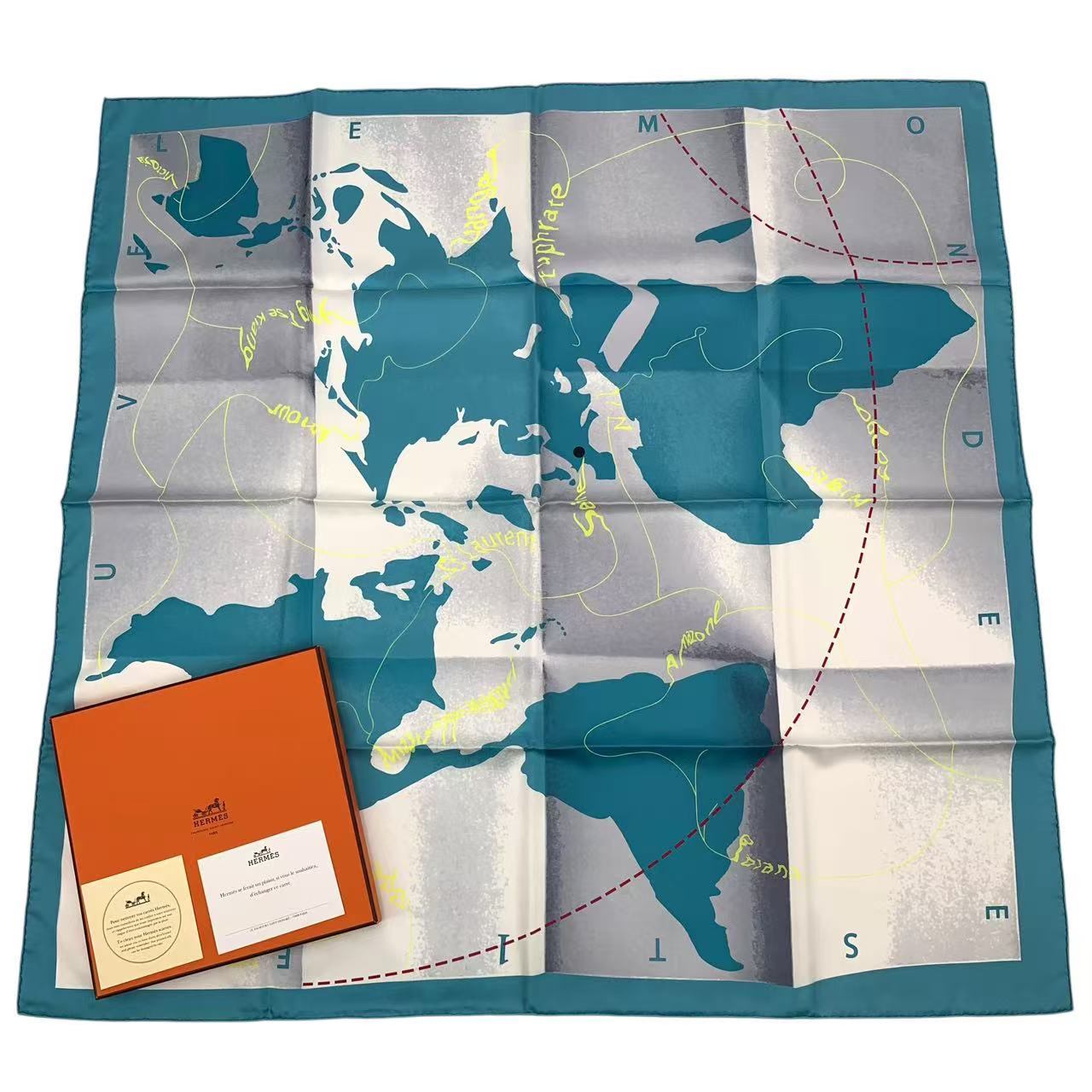 楽天市場】美品 HERMES エルメス カレ90 www.hermes.com 世界地図