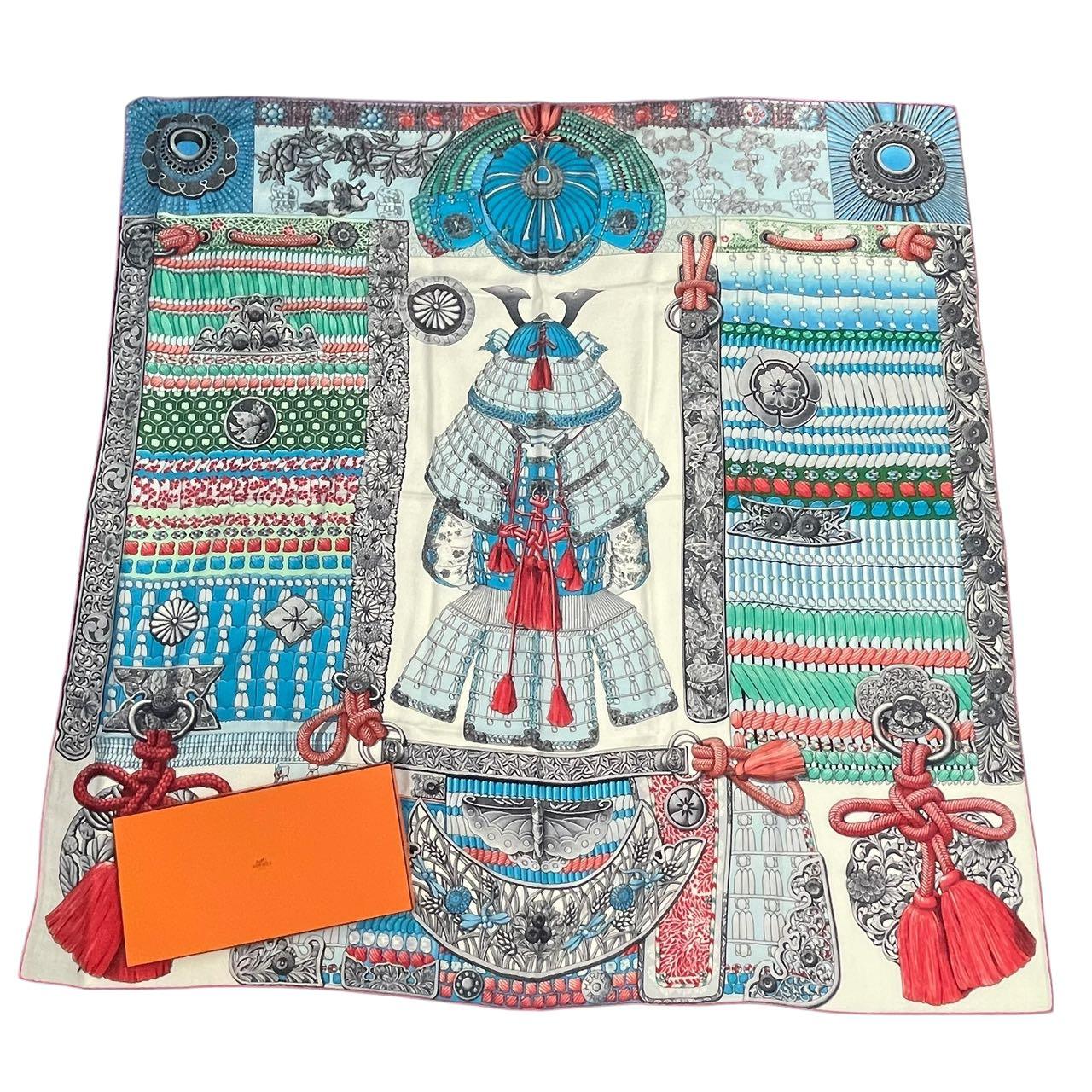 楽天市場】HERMES エルメス カレ90 侍の鎧兜 黒 (ブラック) ルージュ