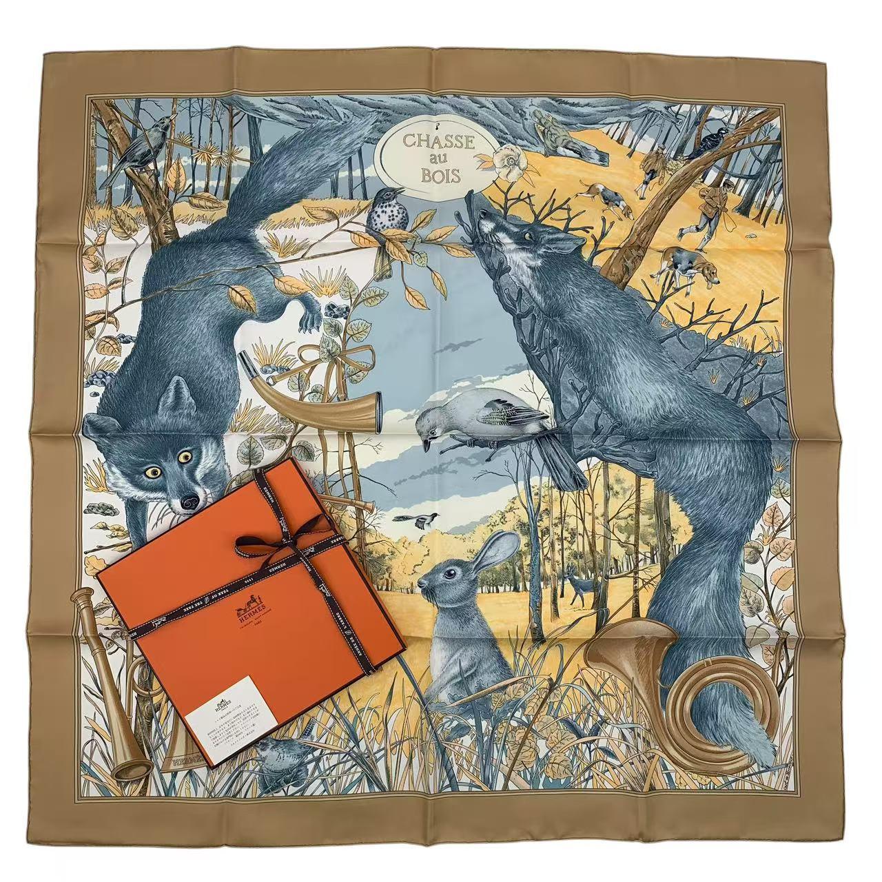 楽天市場】美品 HERMES エルメス カレ90 CHASSE au BOIS 森の狩猟