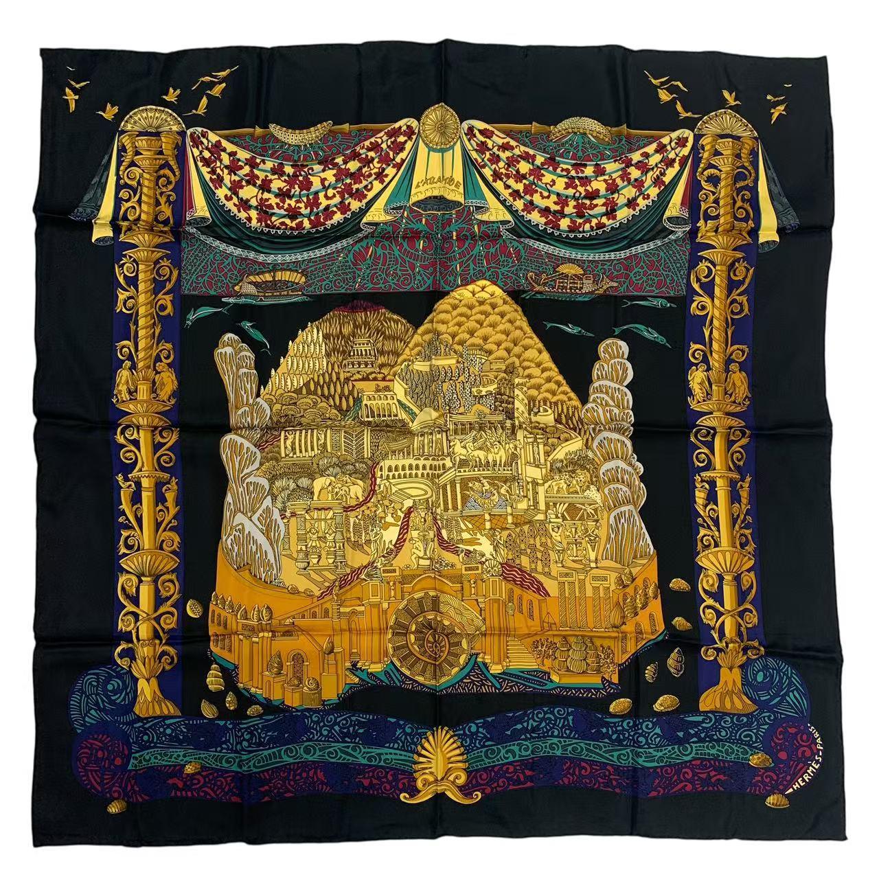 楽天市場】美品 HERMES エルメス カレ90 AXIS MUNDI 世界の中心軸