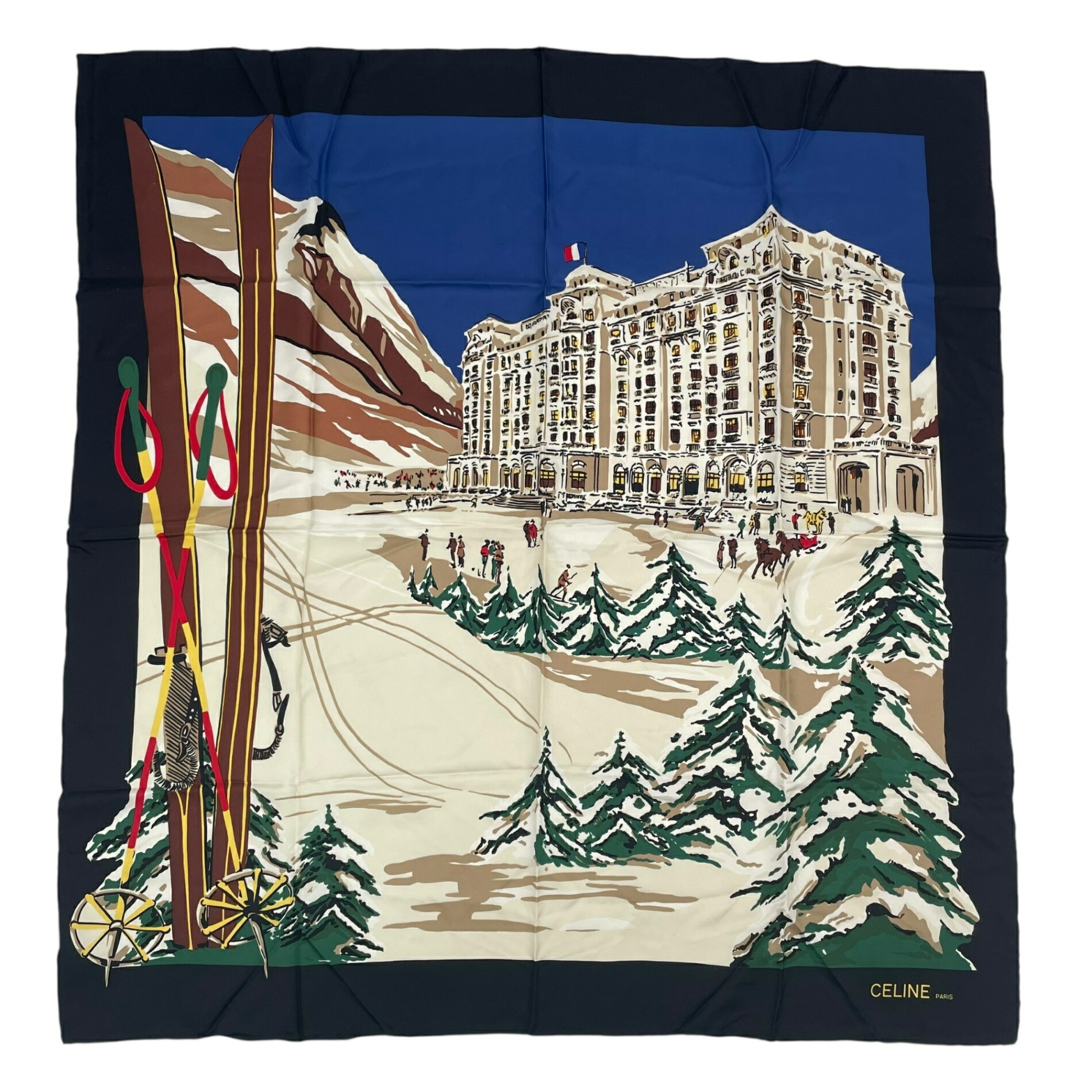 楽天市場】CELINE セリーヌ スカーフ シルク素材 88×87cm ブラック