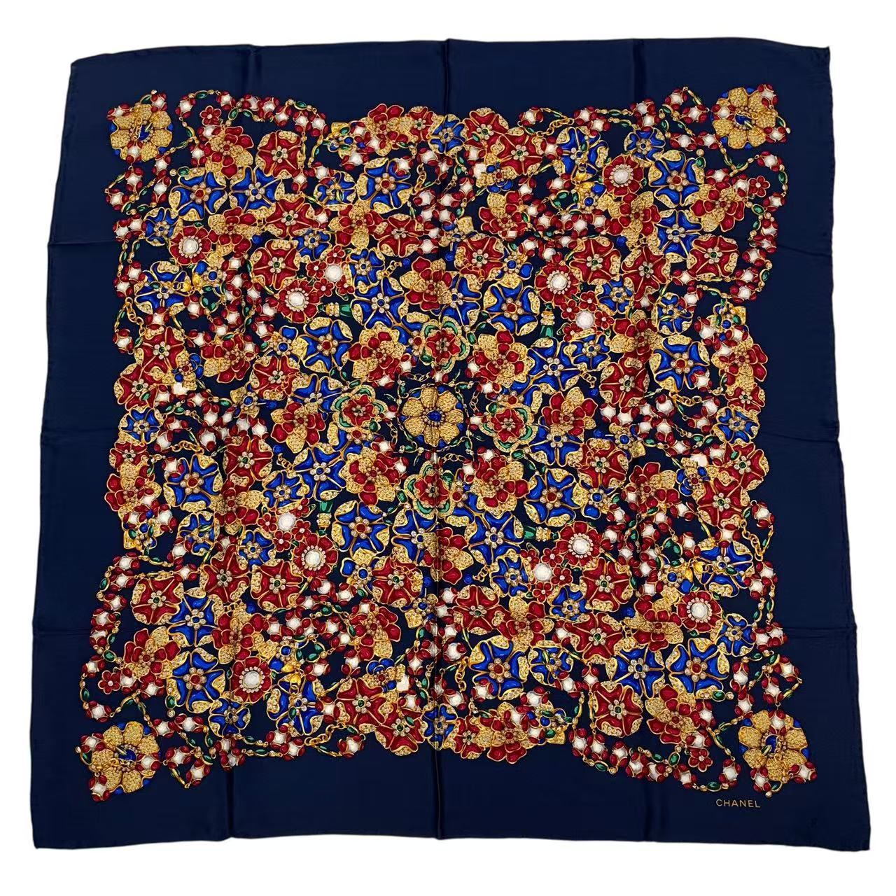 楽天市場】美品 CHANEL シャネル カメリア シルク スカーフ 大判