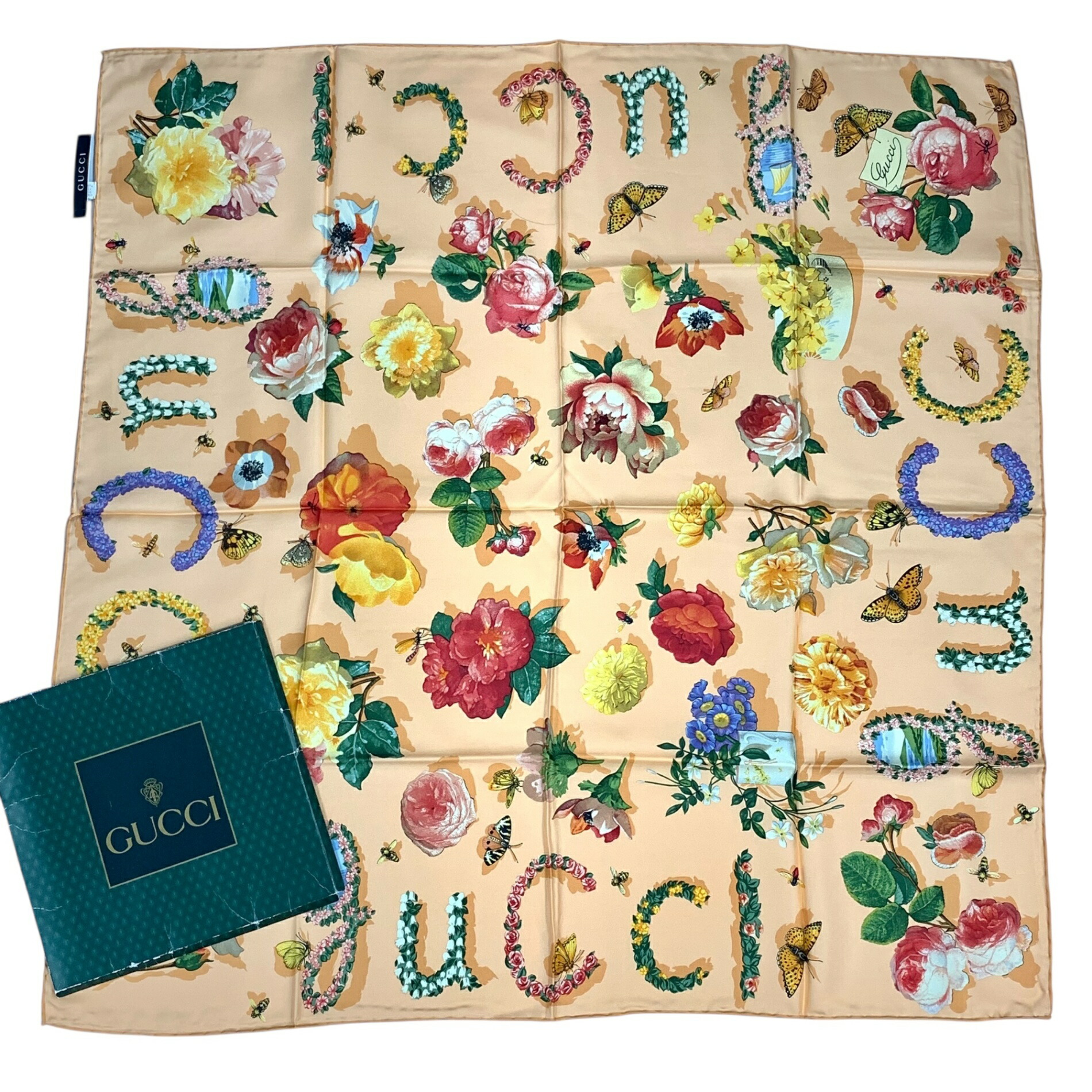 楽天市場】未使用品 GUCCI グッチ 花柄 シルク スカーフ マルチカラー