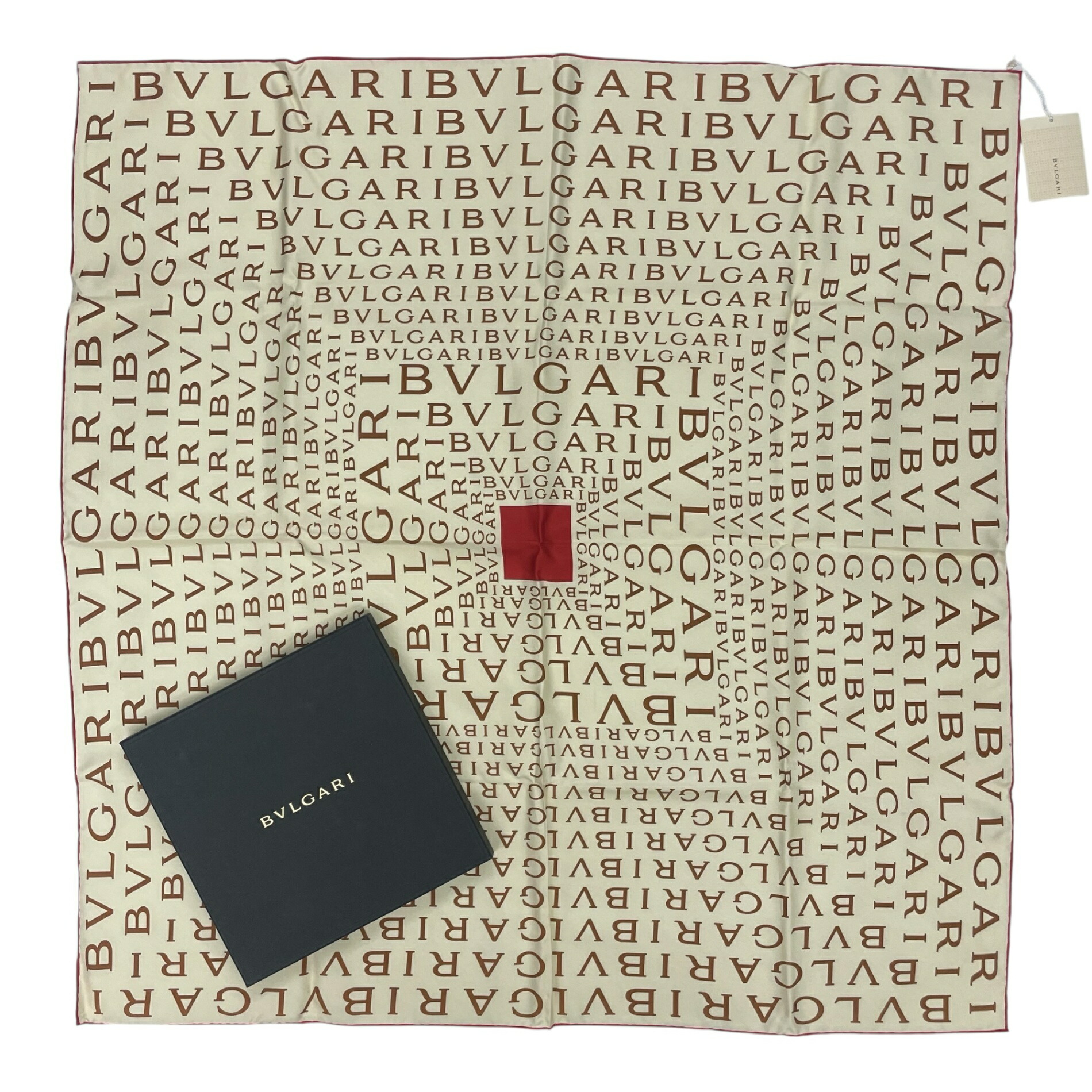 未使用品 BVLGARI ブルガリ スカーフ シルク Logomania ロゴマニア ベージュ 箱付き|Tokyo Vintage Brand