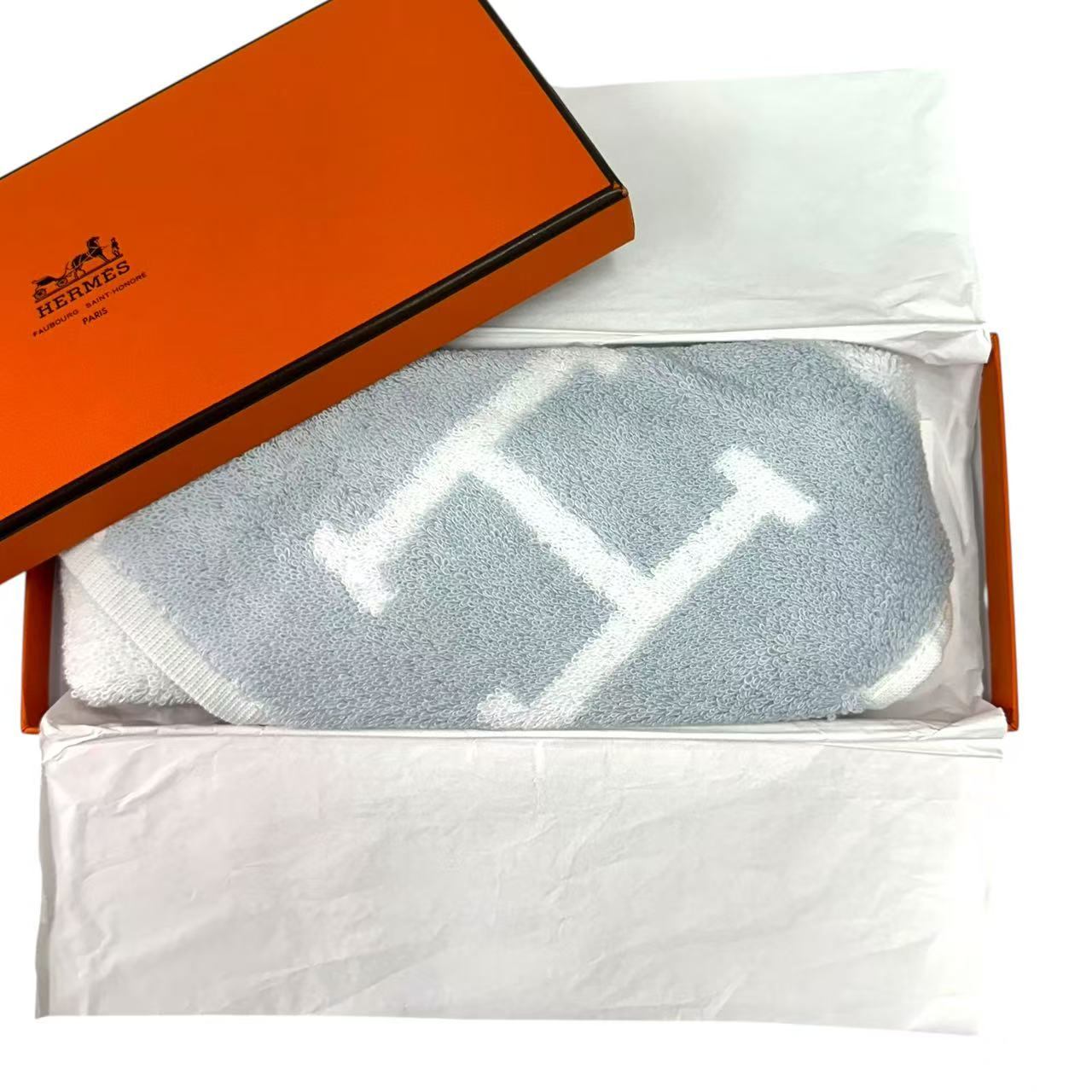 未当て嵌める品 HERMES エルメス 御手々西洋手ぬぐい 綿織物 白いこと 箱付き添い人