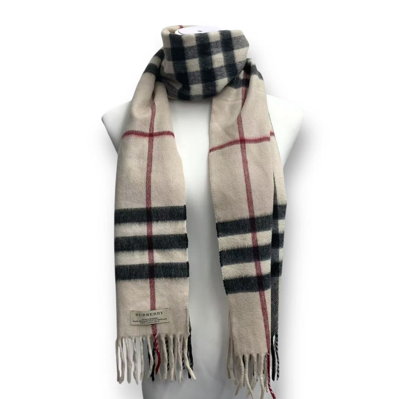 極美品 BURBERRY バーバリー カシミールえり巻き 照合のしるし 象牙色