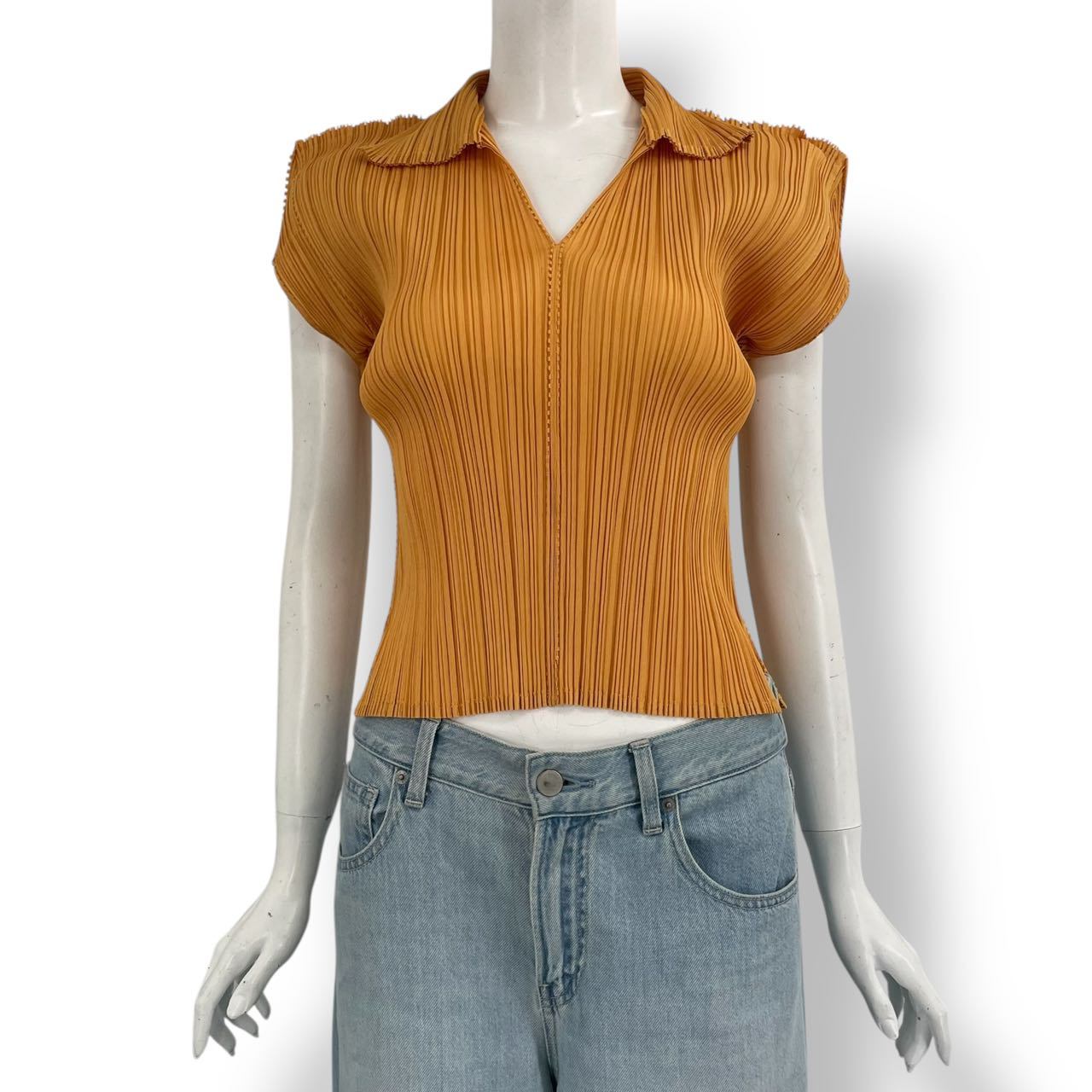 極美品 ISSEY MIYAKE イッセイミヤケ PLEATS PLEASE プリーツプリーズ カットソー イエロー サイズ 3|Tokyo Vintage Brand