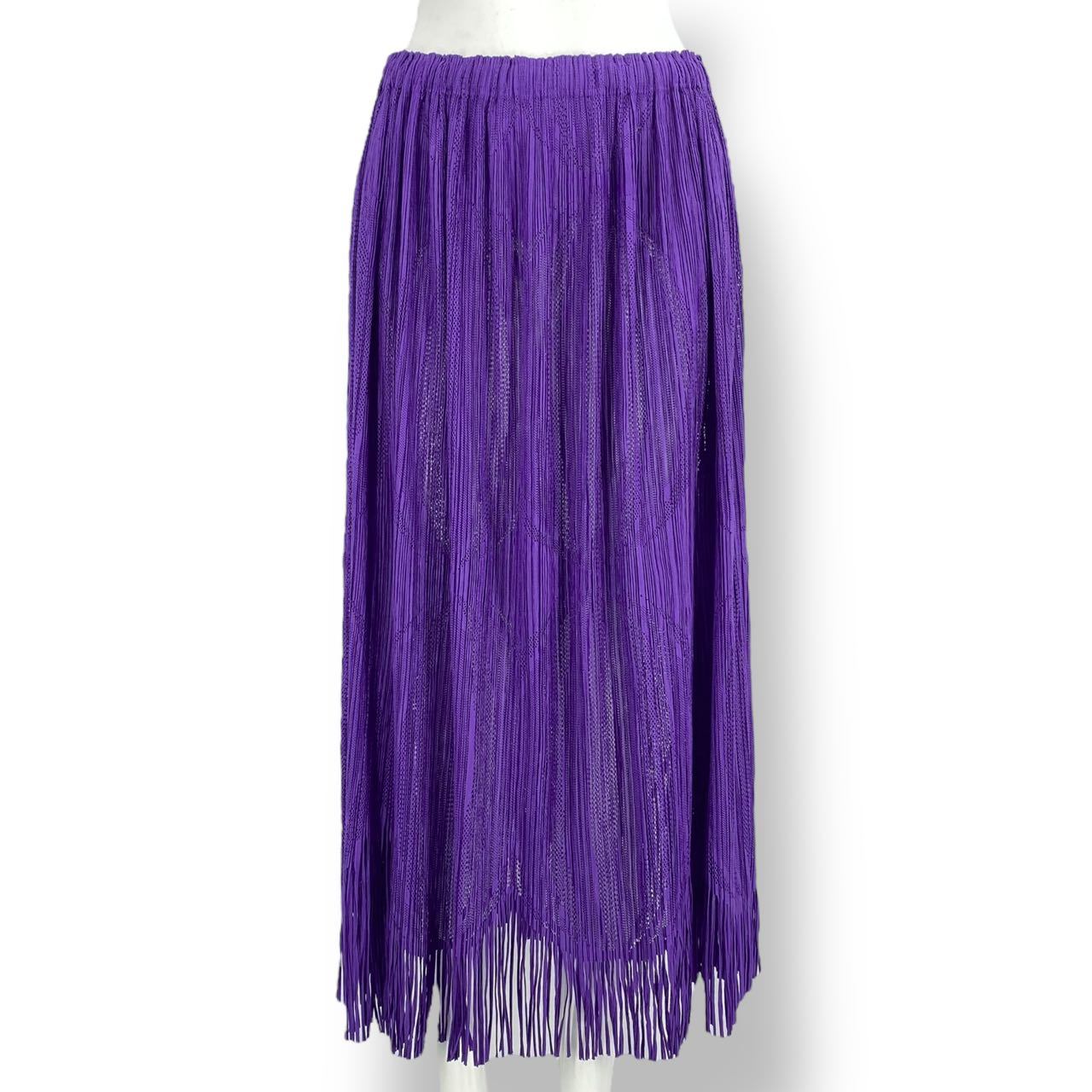 新品同様 ISSEY MIYAKE イッセイミヤケ PLEATS PLEASE プリーツ プリーズ フリンジ スカート パープル サイズ4|Tokyo Vintage Brand