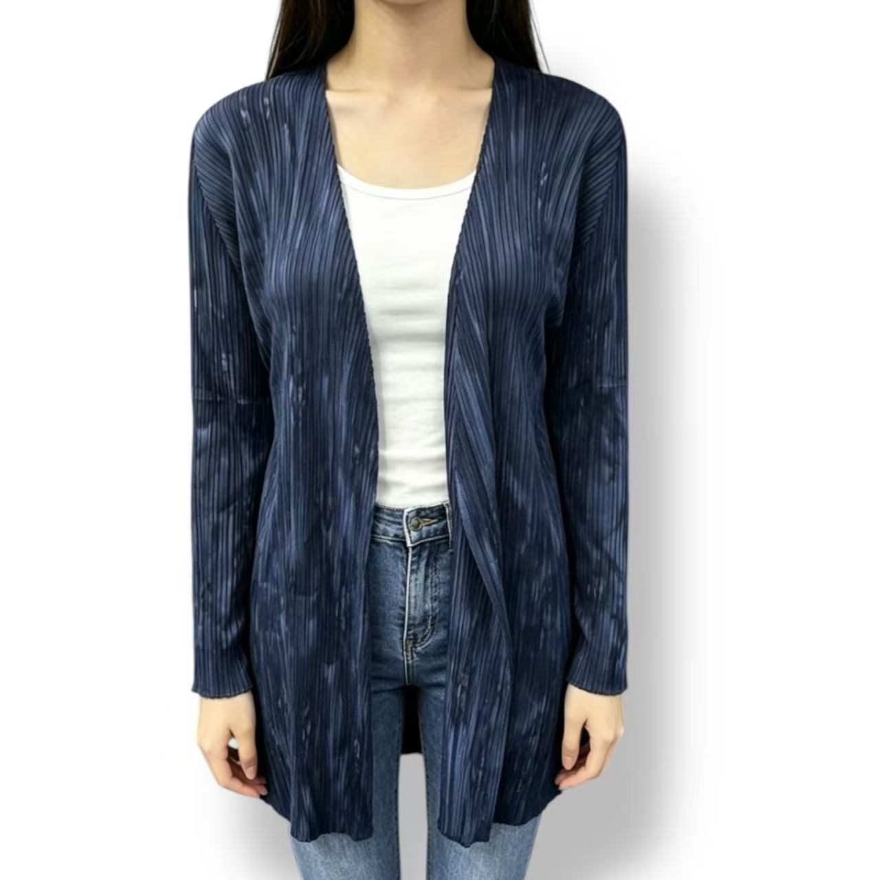 極美品 ISSEY MIYAKE イッセイミヤケ PLEATS PLEASE 筋目プリーズ トップス ジレー 総柄 米国海軍 大きさ3