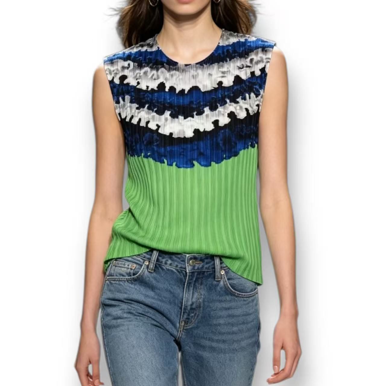 新品負けず劣らず ISSEY MIYAKE イッセイミヤケ PLEATS PLEASE 筋目プリーズ トップス より良い 大きさ3 緑であること
