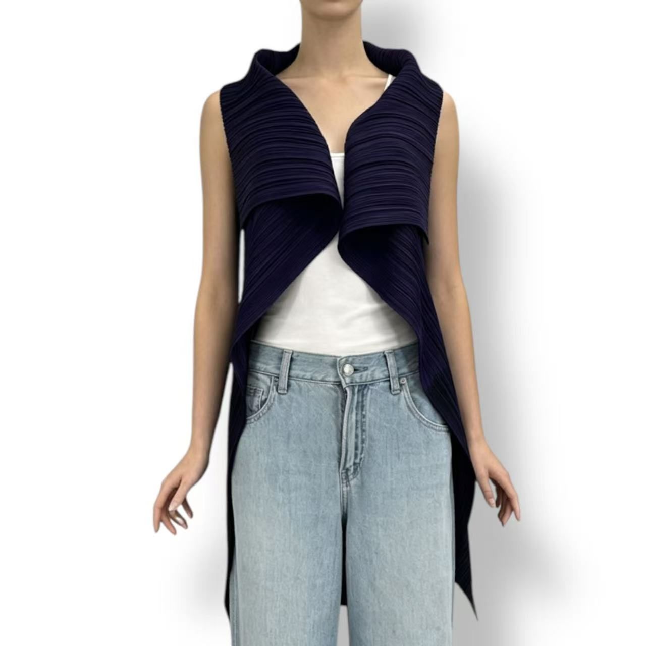 新品負けず劣らず ISSEY MIYAKE イッセイミヤケ PLEATS PLEASE 筋目プリーズ ジレー うつり変わり パープル x 黒いこと
