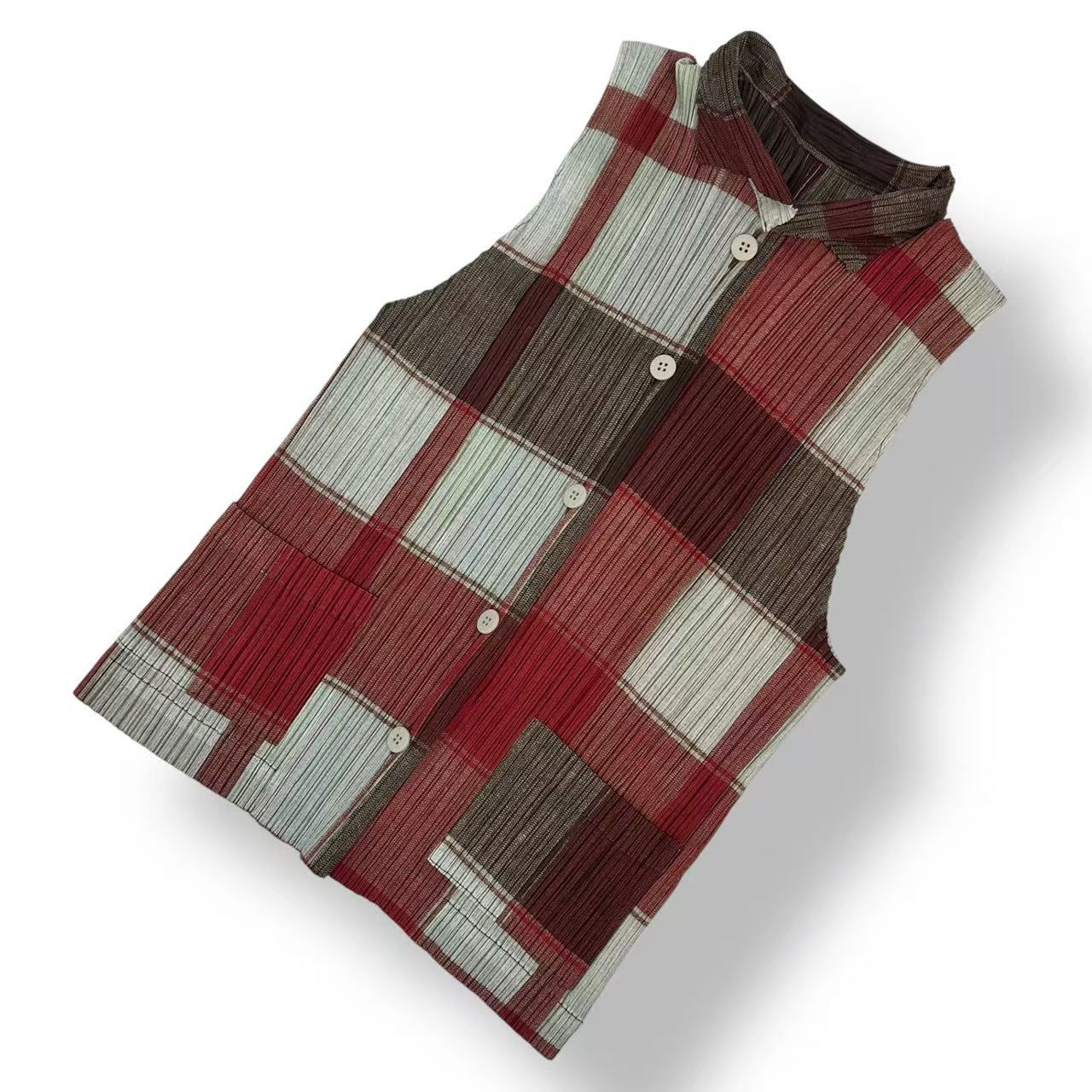 新品負けず劣らず ISSEY MIYAKE イッセイミヤケ PLEATS PLEASE 筋目プリーズ 限りない 照合のしるし マルチ色合い 大いさ3 トップス-レディースファッション