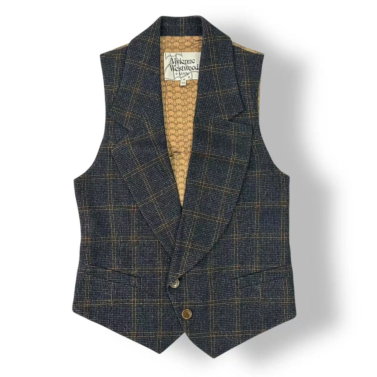 極美品 Vivienne Westwood MAN ヴィヴィアンウエストウッドマン トップス より良い 真四角 読み合わせる柄 米国海軍 羊毛 大きさ44