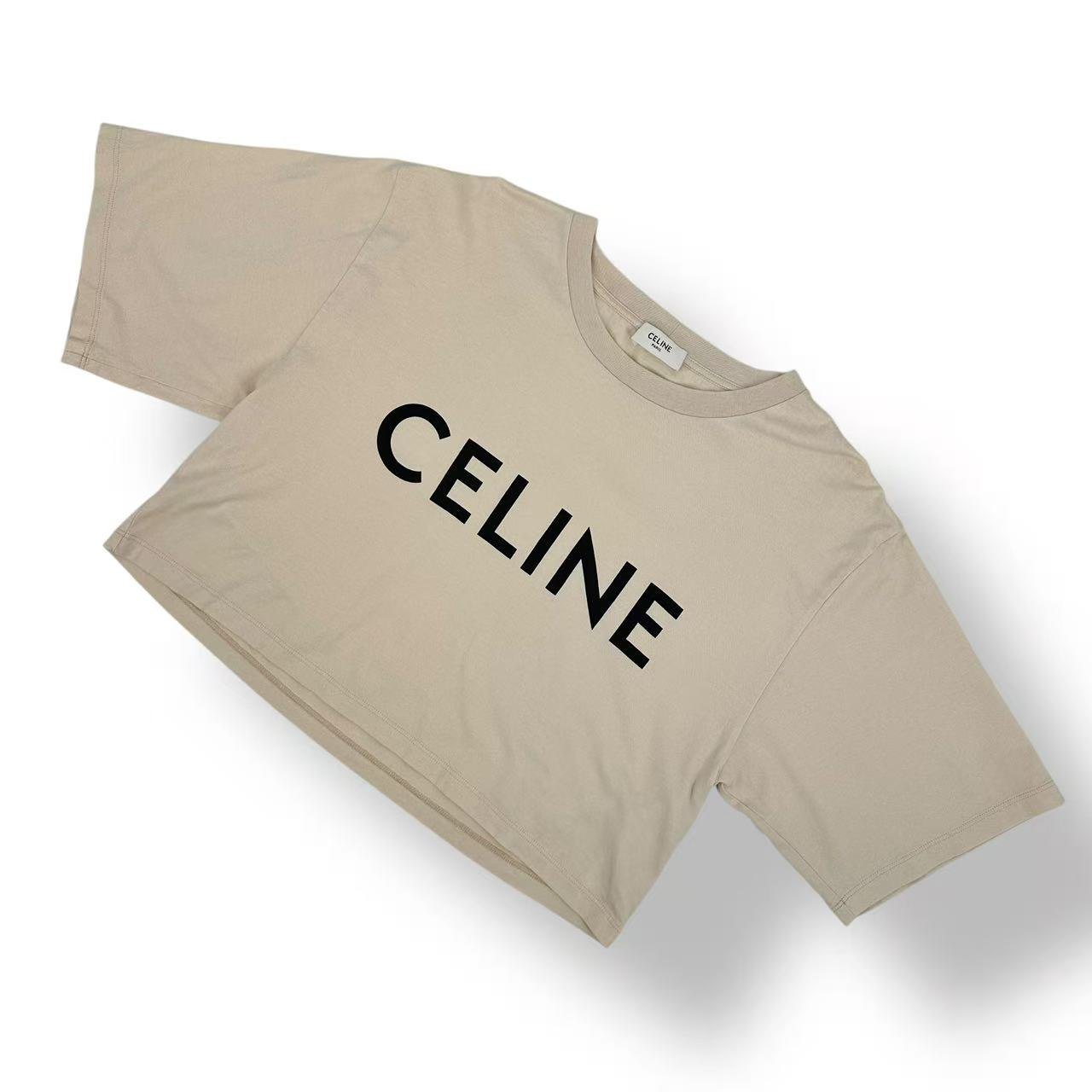 極美品 CELINE セリーヌ コットン クロップド ロゴ Tシャツ ベージュ|Tokyo Vintage Brand