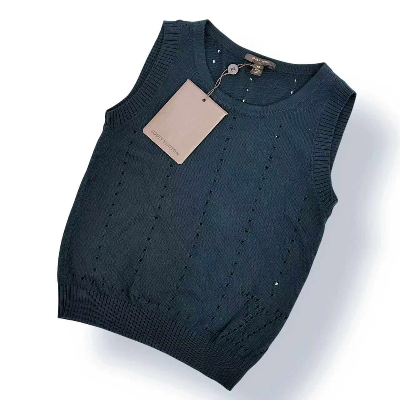 未当て嵌める品 LOUIS VUITTON ルイヴィトン 編み物 より良い LVロゴタイプ トップス 黒いこと