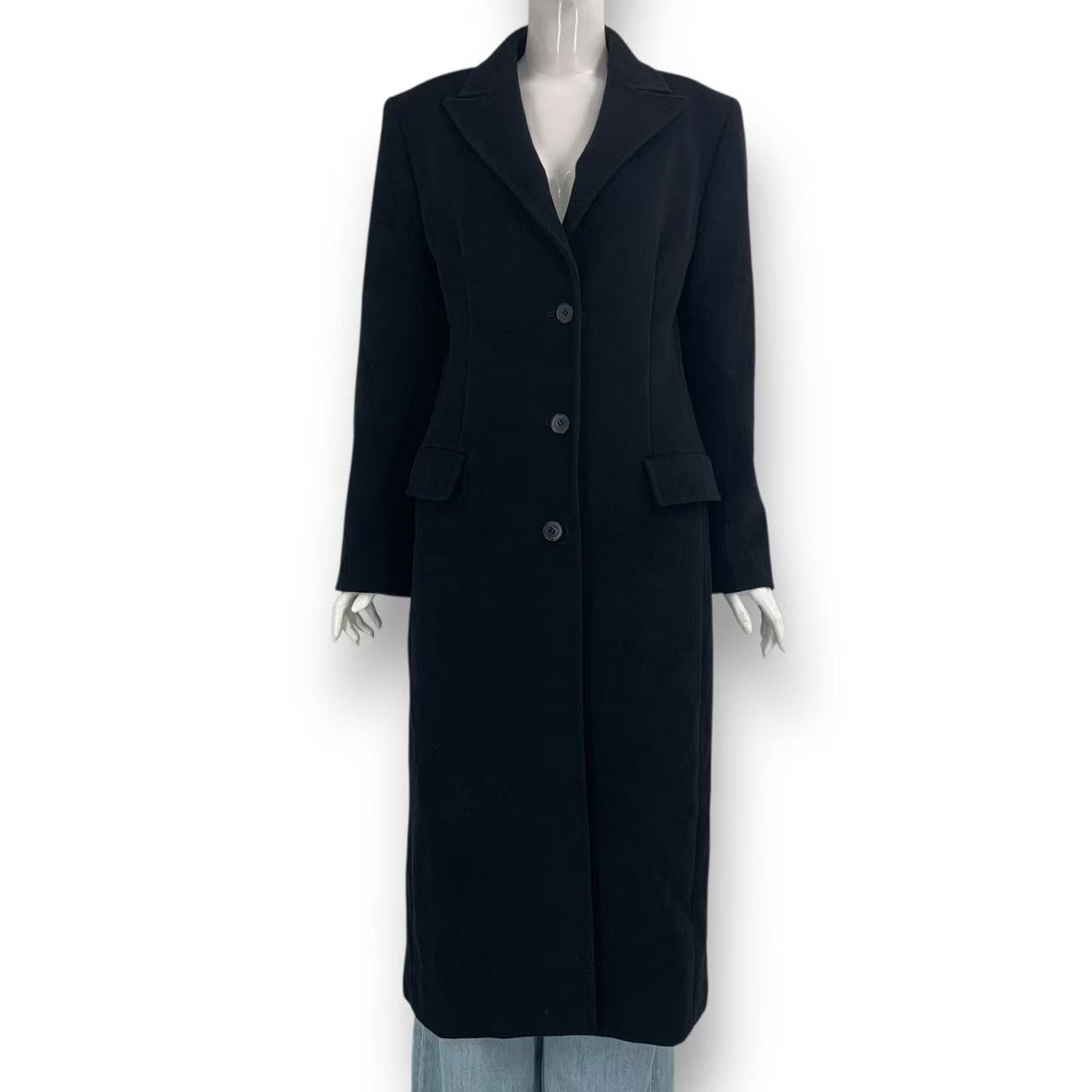 極美品 Max Mara マックスマーラ ロング丈 厚地の外套 黒いこと 大きさ42