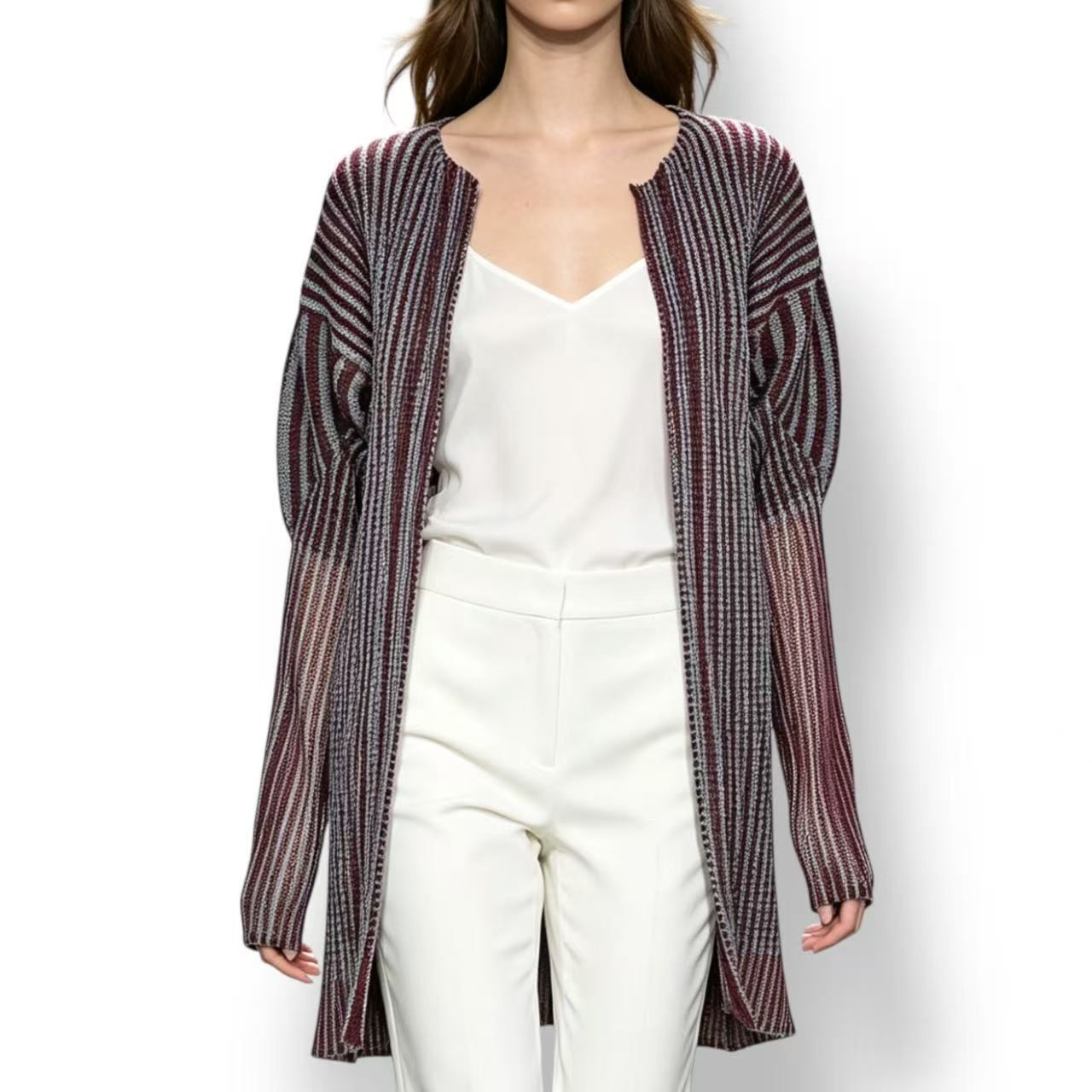 極美品 ISSEY MIYAKE イッセイミヤケ PLEATS PLEASE 筋目プリーズ ジレー フェイクレイヤードトップス 大きさ4