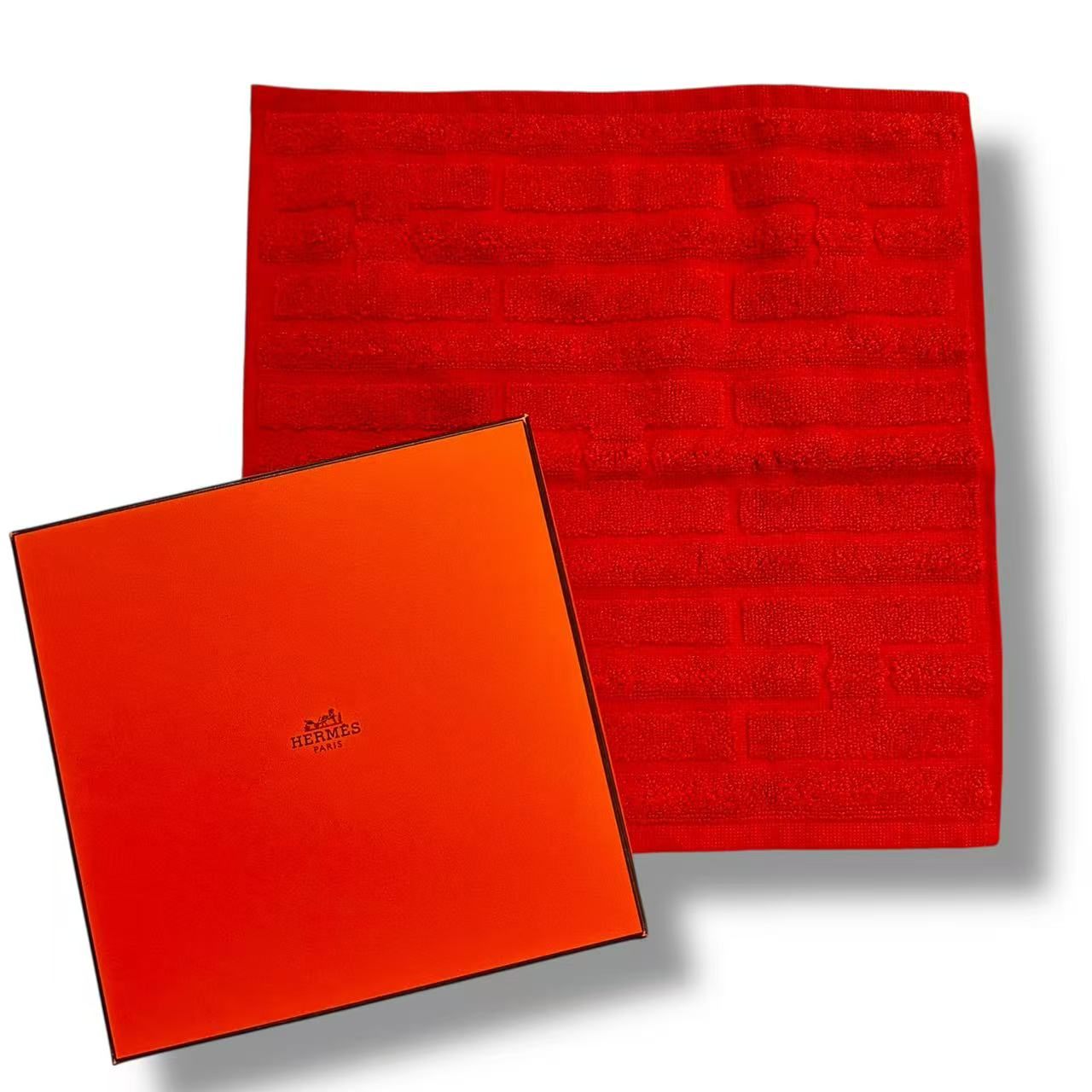 未当て嵌める品 HERMES エルメス 汗手拭い H柄 御手々西洋手ぬぐい オレンジ色
