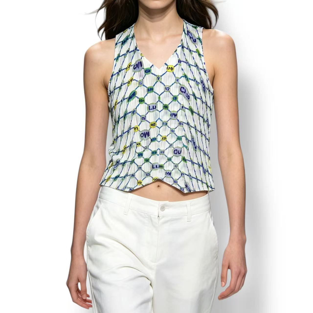 極美品 ISSEY MIYAKE イッセイミヤケ PLEATS PLEASE 筋目プリーズ より良い 舎密学構成単位柄 大きさ3 マルチ色つや