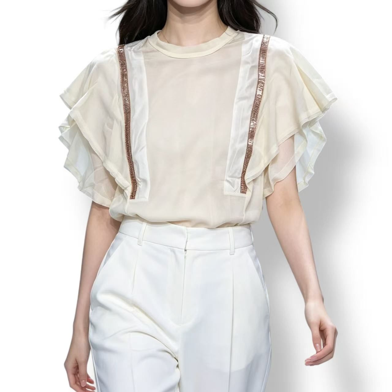 未使用品 Chloe クロエ シルク ビーズデザイン ブラウス シャツ アイボリー サイズ36 ハンガー付き｜Tokyo Vintage Brand