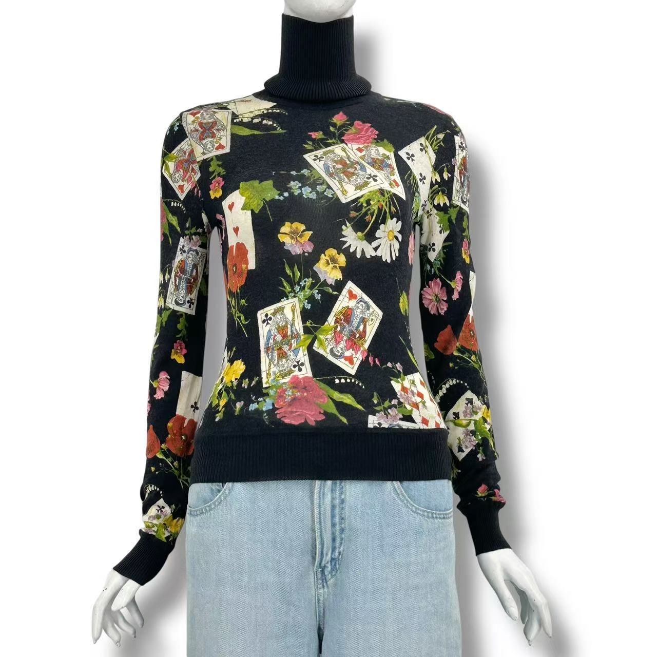 極美品 Christian Dior ディオール トップス 長袖 編み物 カットソー 羊毛 カシミヤ マルチ色合い 大きさ36