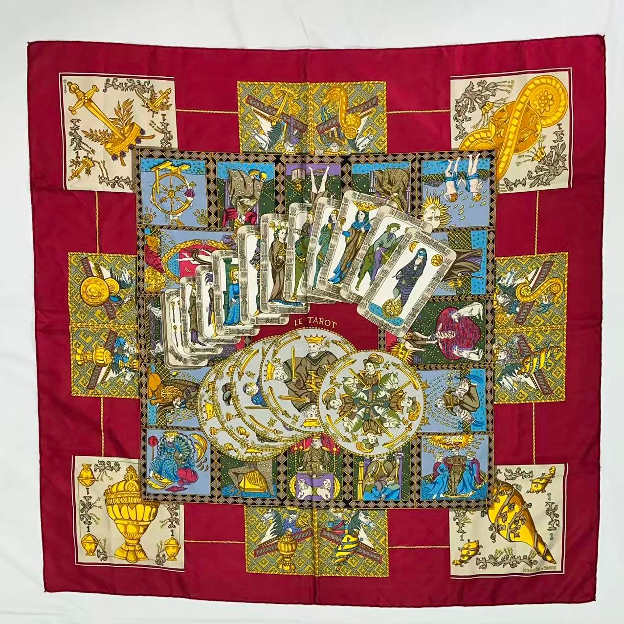 極美品 HERMES エルメス カレ90 スカーフ シルク LE TAROT タロットカード レッド|Tokyo Vintage Brand