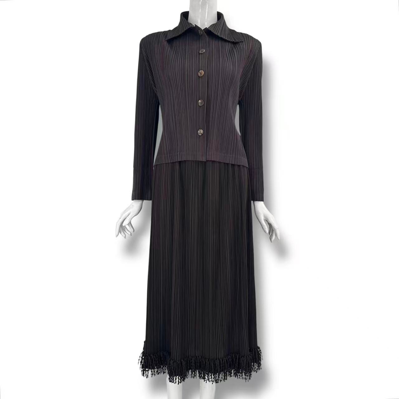 極美品 ISSEY MIYAKE イッセイミヤケ PLEATS PLEASE プリーツプリーズ セットアップ ジャケット スカート ブラウン サイズ3|Tokyo Vintage Brand