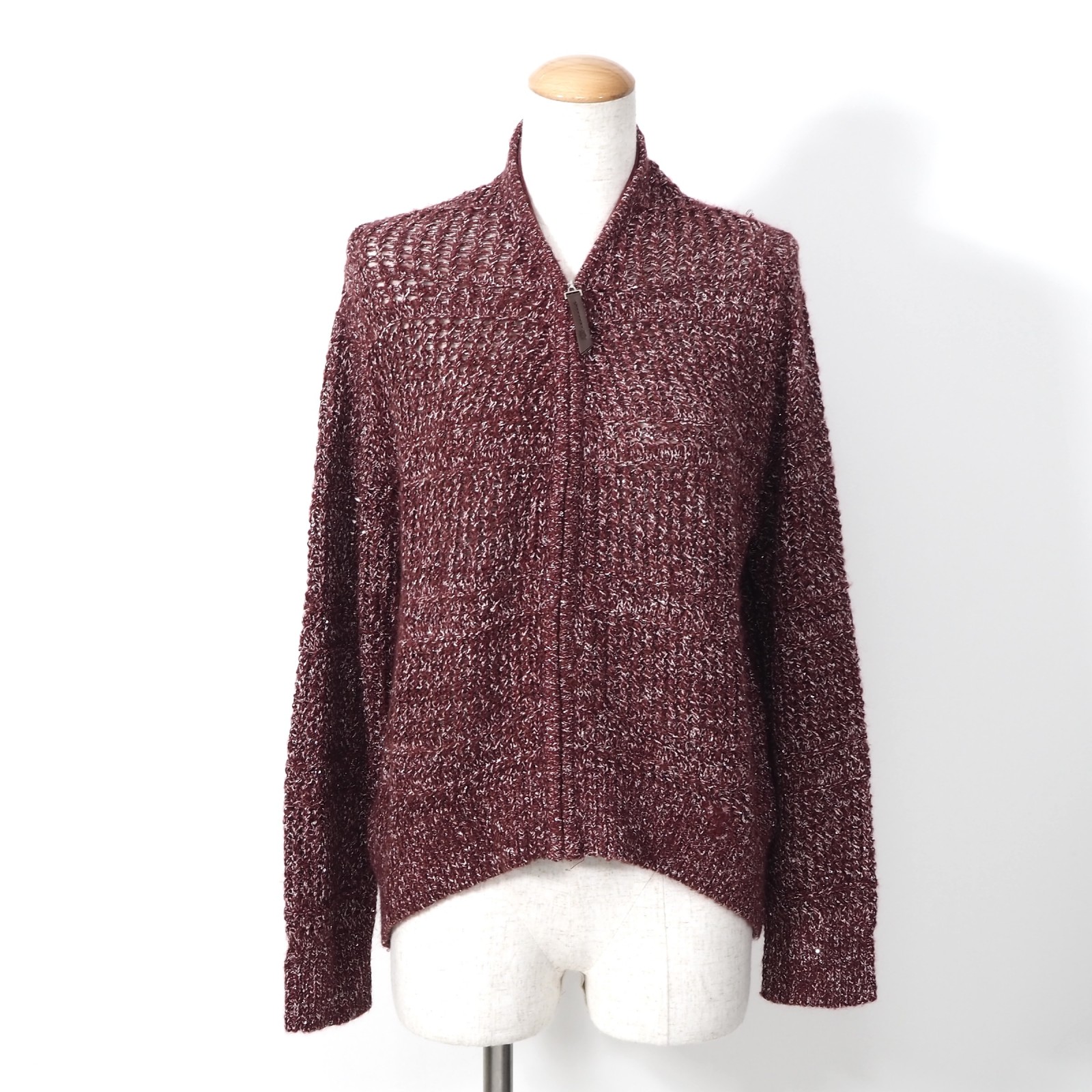 モラビト MORABITO 現行 ジップアップ カーディガン ニット 38 ワインレッド レディース 正規品｜Tokyo Vintage Brand