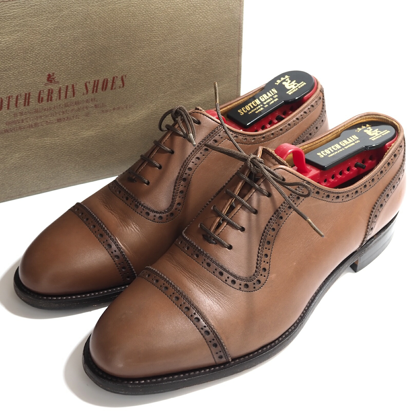 スコッチグレイン SCOTCH GRAIN グッドイヤーウェルト ストレートチップ レザー シューズ 25 ブラウン メンズ 正規品|Tokyo Vintage Brand