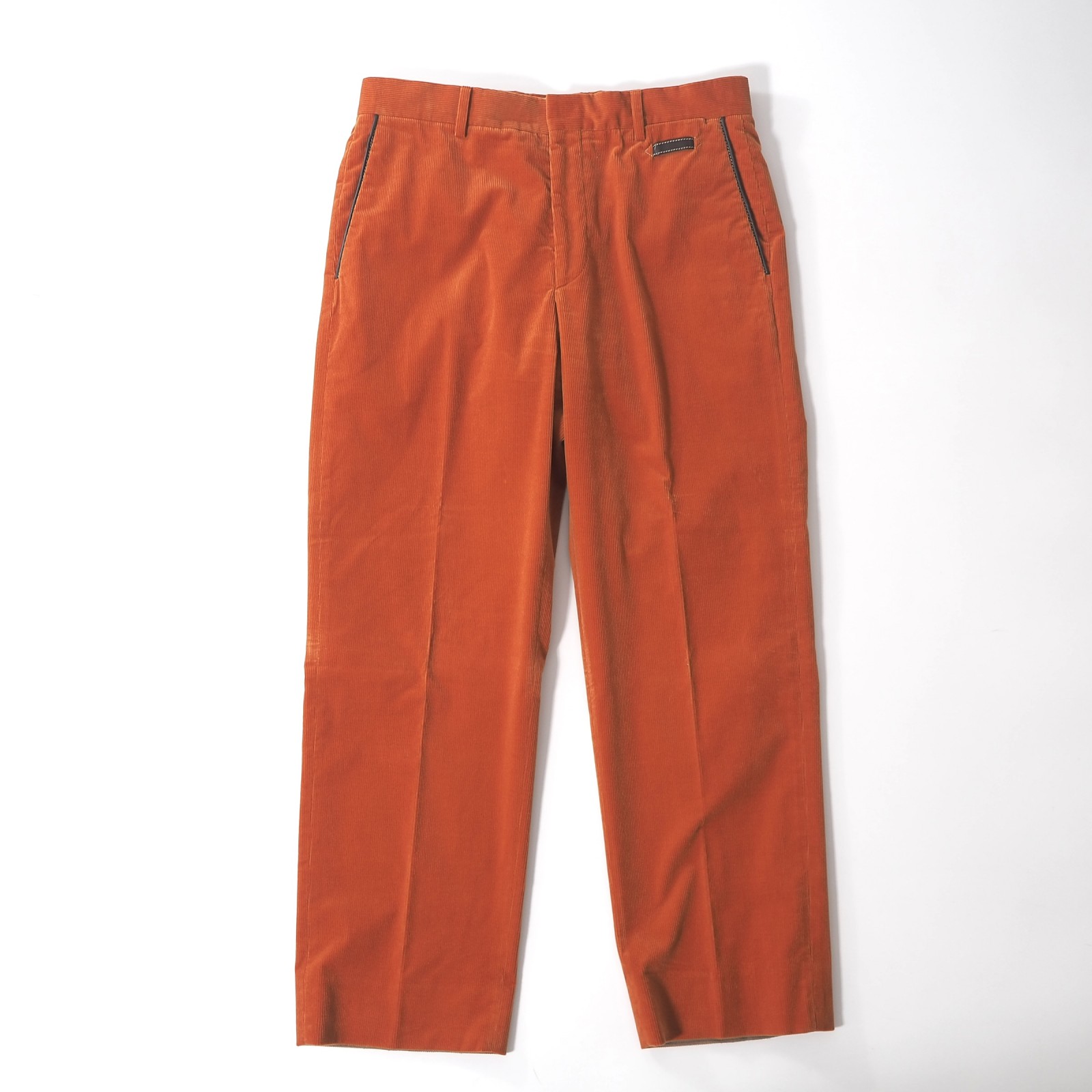 エルメス HERMES レザートリムコーデュロイ スラックス パンツ トラウザー 44 52相当 オレンジ メンズ 正規品 6-ZC018