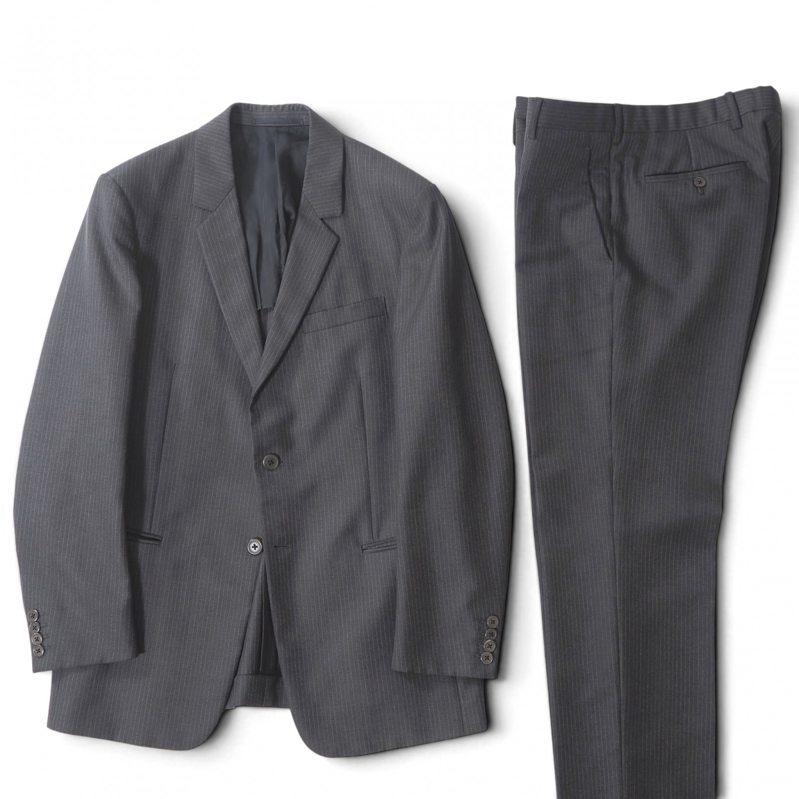 美品 プラダ PRADA スーツ ジャケット パンツ 48 グレー ストライプ メンズ 正規品 6-DE033｜Tokyo Vintage Brand