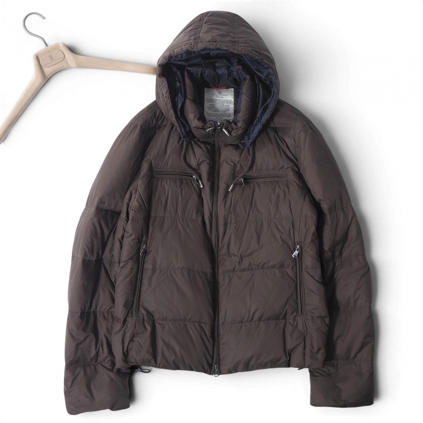 美品 ブルネロクチネリ BRUNELLO CUCINELLI イタリア製 フーデッド ダウンジャケット M ブラウン ハンガー付 メンズ 正規品 6-DE035|Tokyo Vintage Brand
