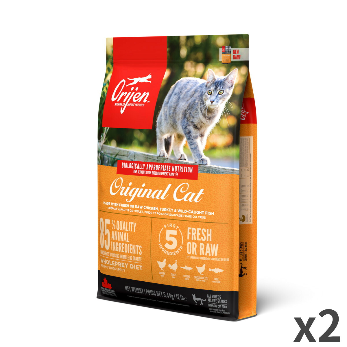 【並行輸入品】 オリジン Orijen オリジナルキャット 全猫種 全年齢用 キャットフード 5.4kg ×2袋入|トムキャット店