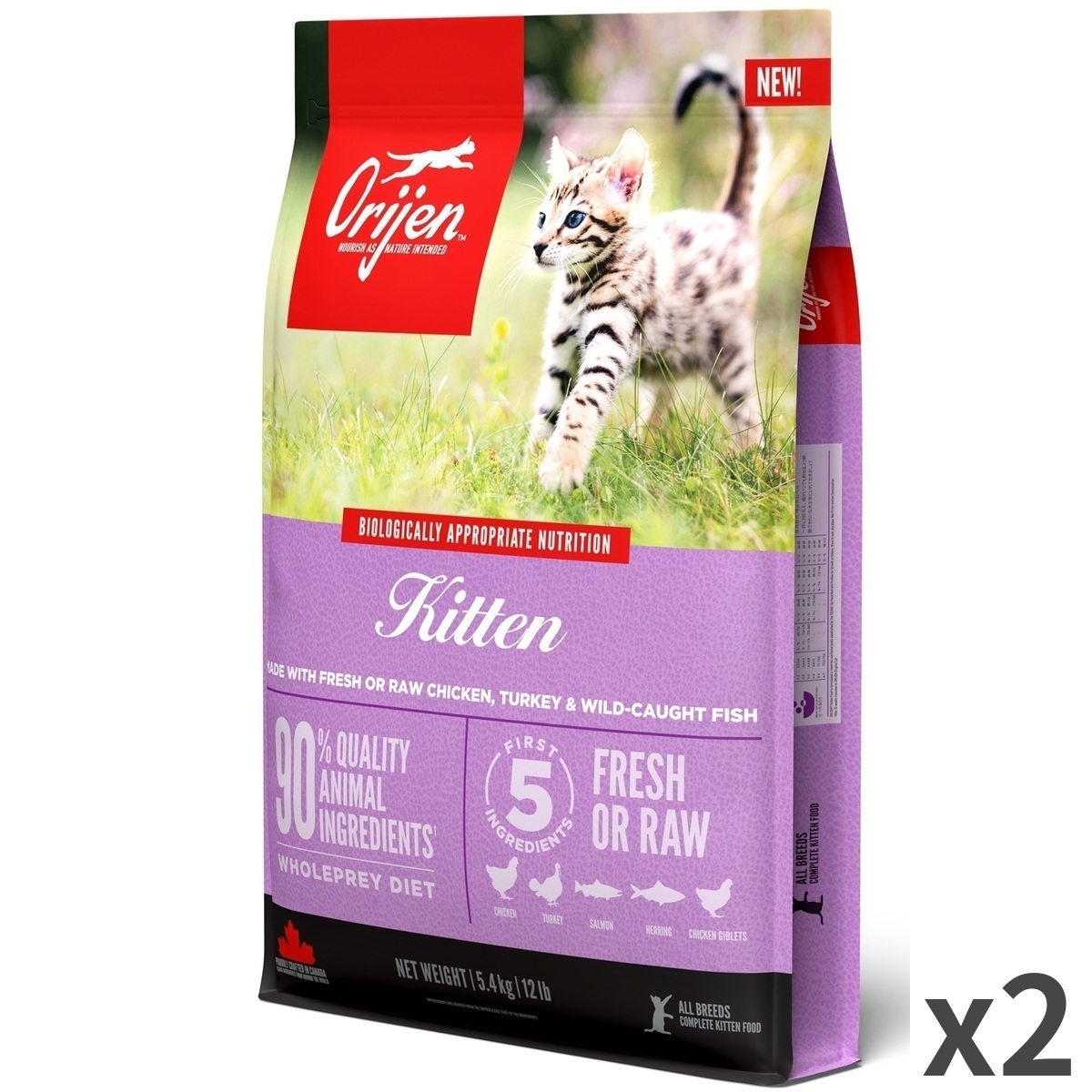 【並行輸入品】 オリジン Orijen キトゥン 全猫種 子猫用 キャットフード 5.4kg ×2袋入|トムキャット店