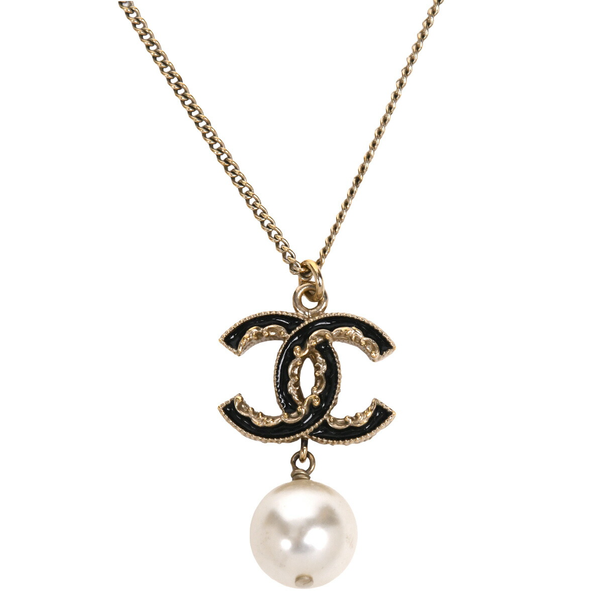 【クーポンでお得×さらにポイントUP】 シャネル CHANEL ココマーク ネックレス ペンダント アクセサリー フェイク パール レディース メタル ゴールド ブラック B14V【中古】|ブランドリユース SUNREV サンレブ