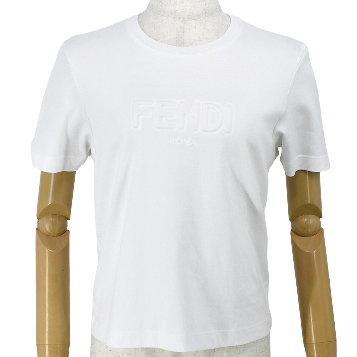 【クーポンでお得×さらにポイントUP】 フェンディ FENDI エンボス ロゴ クルーネック 半袖 Tシャツ FS7389 コットン ホワイト サイズXS カットソー トップス アパレル レディース【中古】|ブランドリユース SUNREV サンレブ