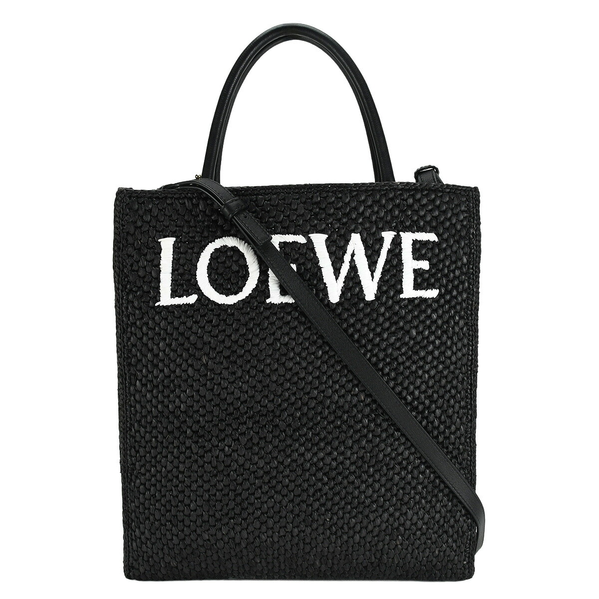 LOEWE ロエベ ロゴ ミディアム トートバッグ 新品未使用正規品 ロエベフォント トート ミディアム（ラフィア） ブラック - LOEWE